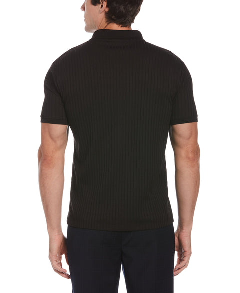 Big & Tall Quarter Zip Ribbed Polo (Black) 