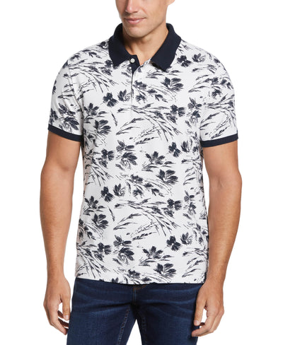 Big & Tall Ultra Soft Floral Polo (Bright White) 