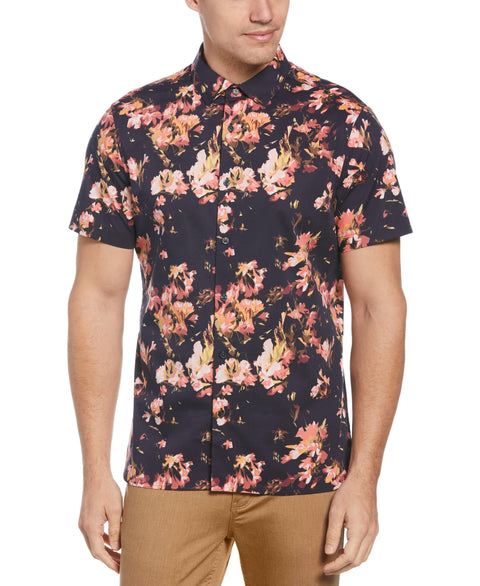 Stretch Floral Print Shirt (Dark Sapphire) 