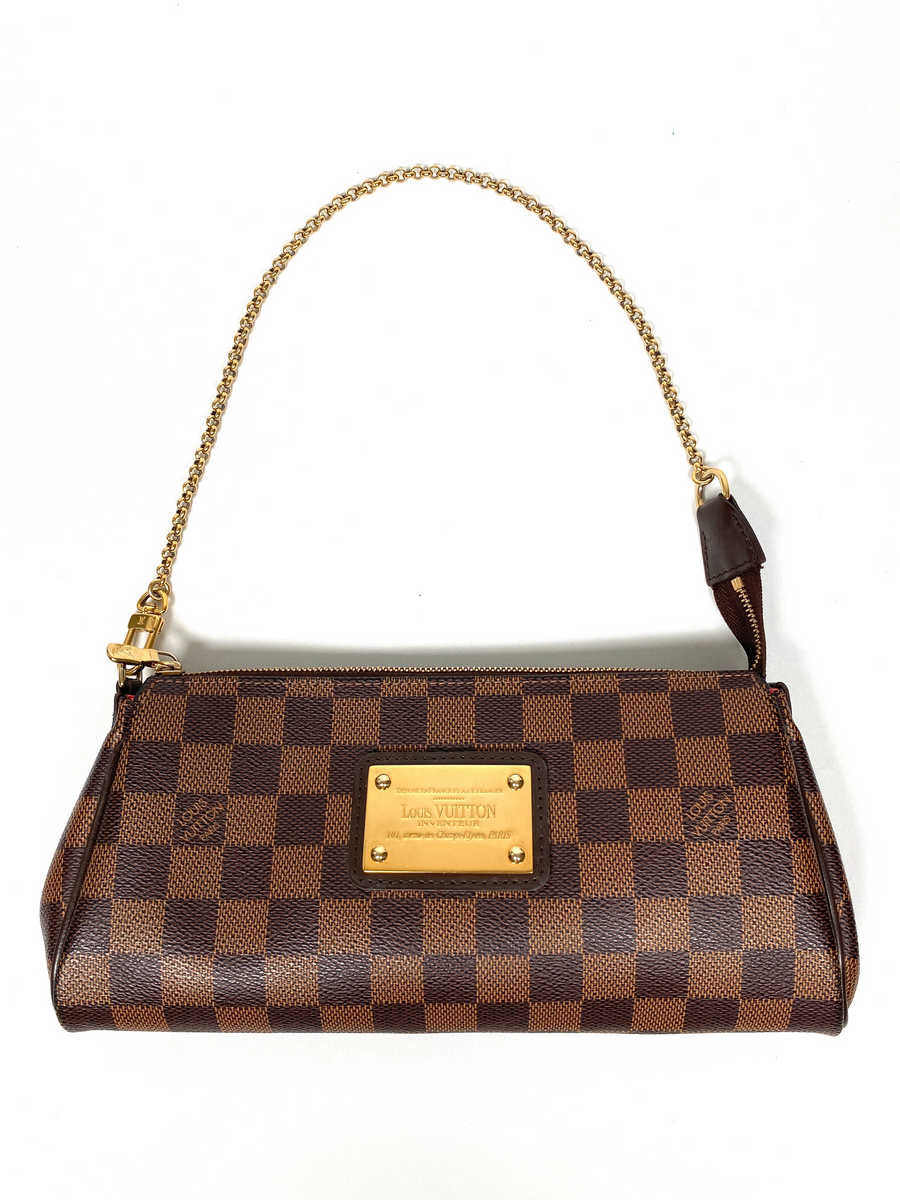Louis Vuitton Damier Ebene Eva Clutch, Louis Vuitton Handbags
