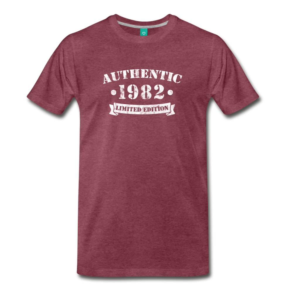 on a premium unisex T-shirt - heather burgundy