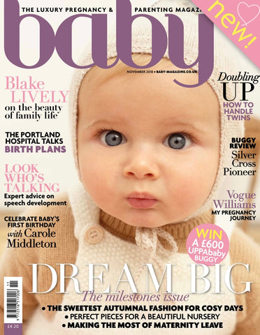 binibamba featured in the October issue of Baby Magazine featuring our Rose sheepskin snuggler that fits any buggy, bassinet, car seat or Moses basket, buggy liners just got cool