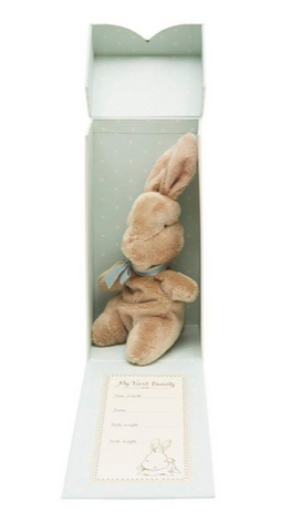 bunny in a box baby shower gift from liberty London