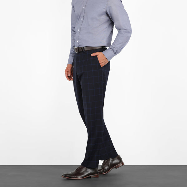 Navy On Blue Windowpane Stretch Pants – Combatant Gentlemen