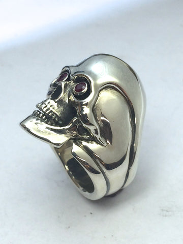 Custom Skull Ring with Ruby Eyes