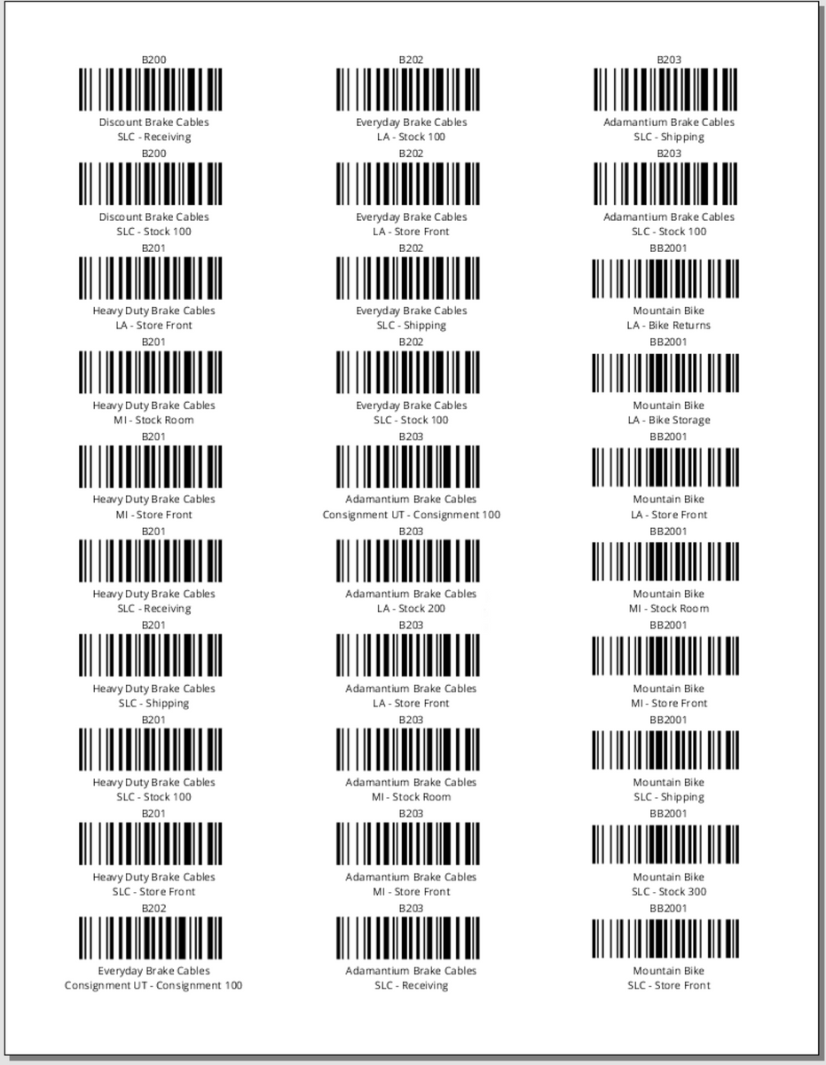 Printable Barcode Labels