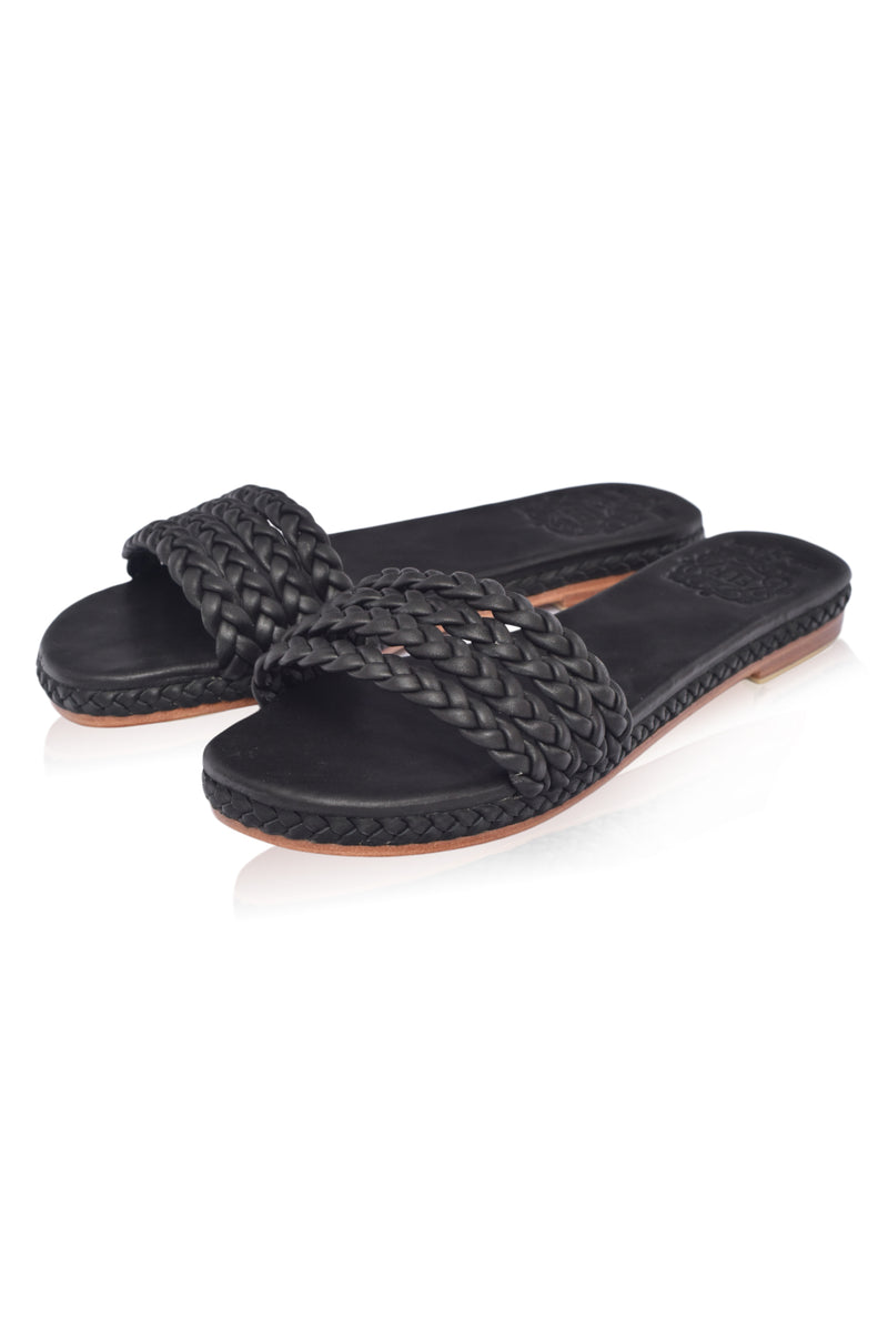 Iris Braided Leather Slides