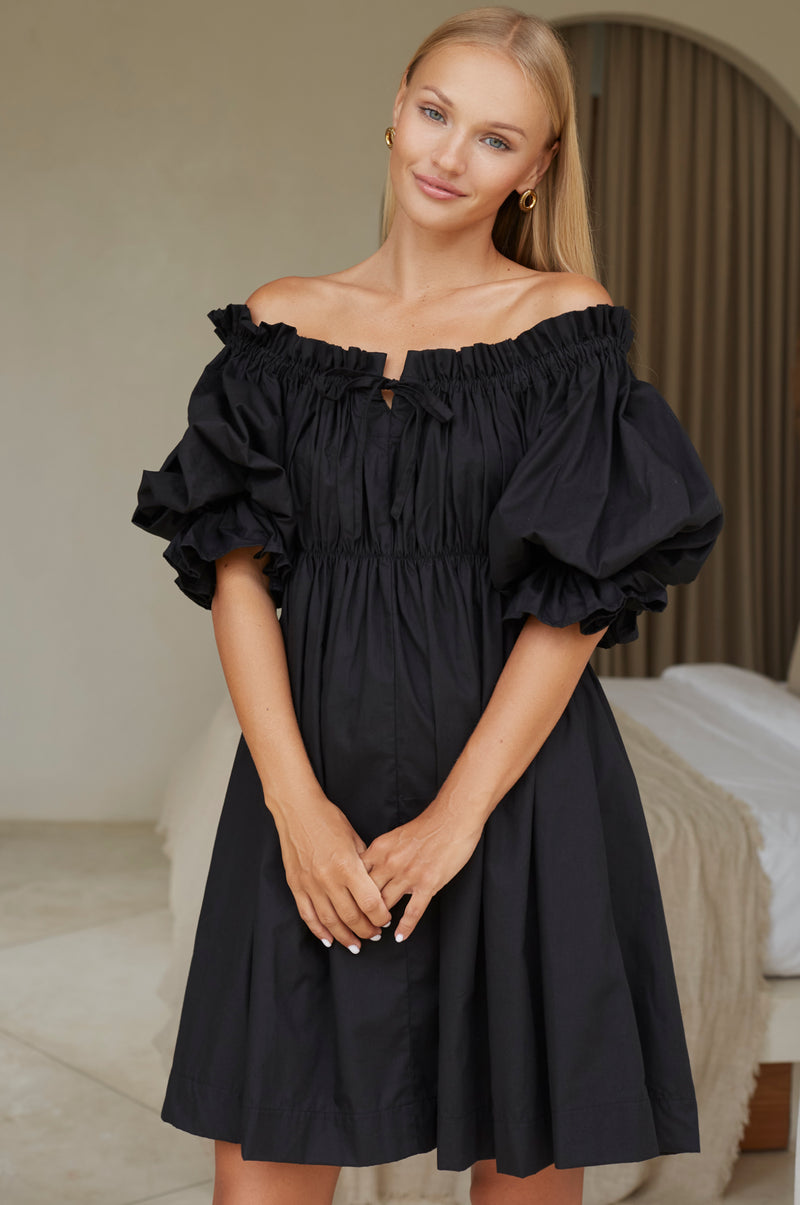 Vacay Off Shoulder Cotton Mini Dress