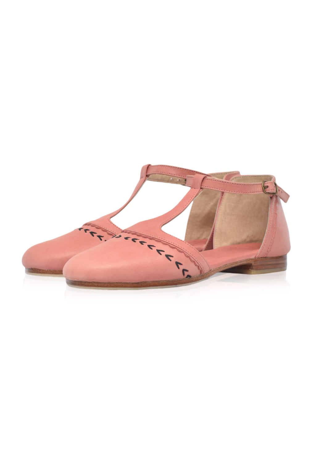 Wonderland T-strap Leather Flats