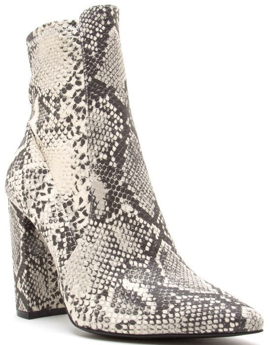 faux snakeskin booties