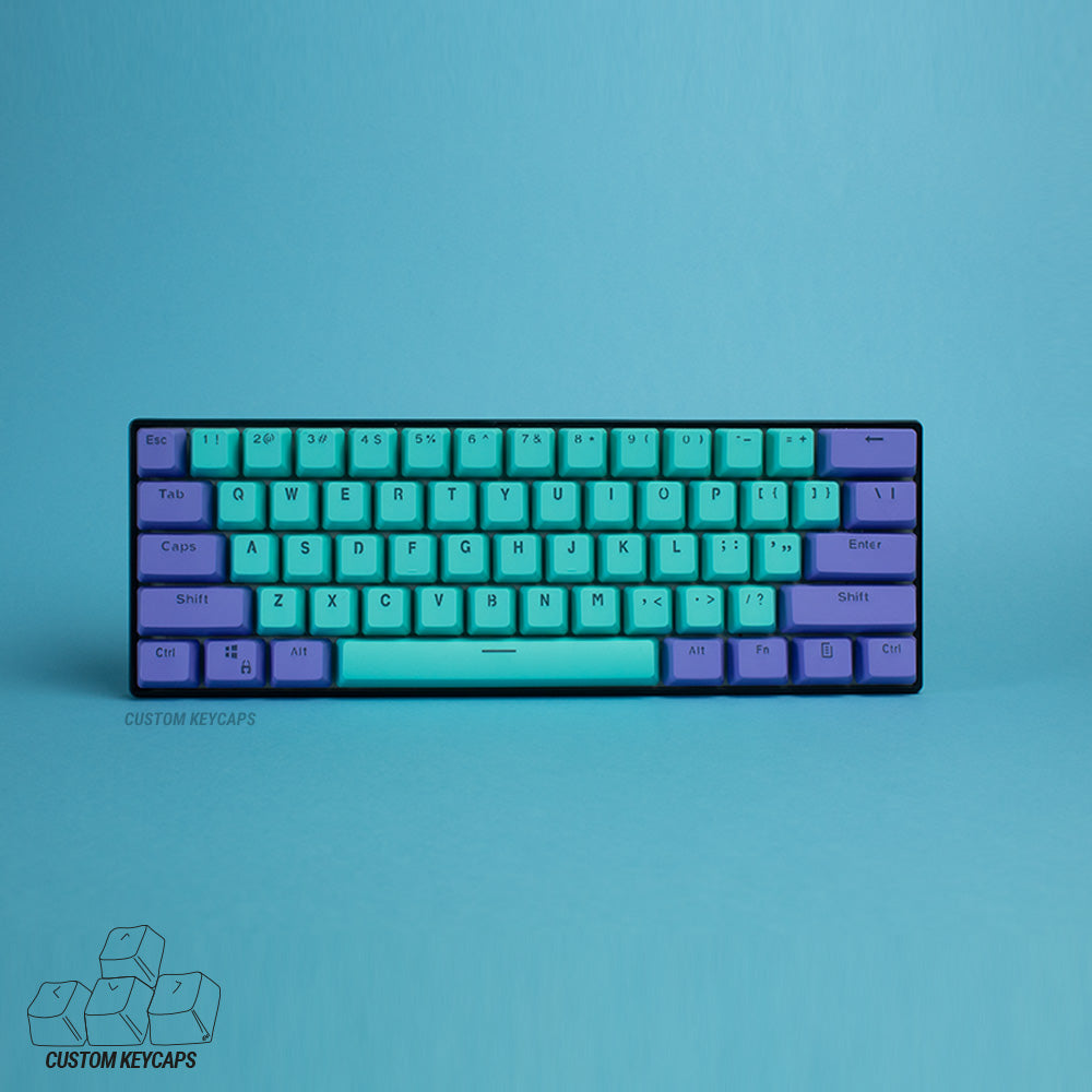 purple and cyan keycaps