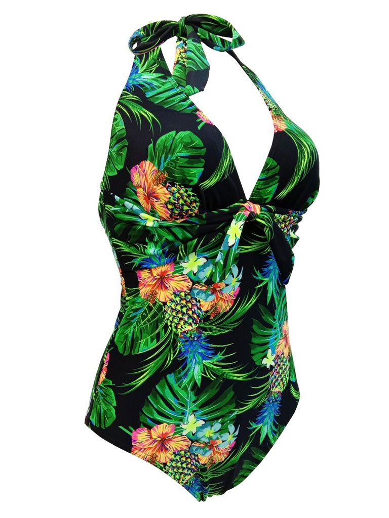 Concise Sexy Backless Vintage Style Floral One Piece Bikini Bathing Su Jolly Vintage 2679