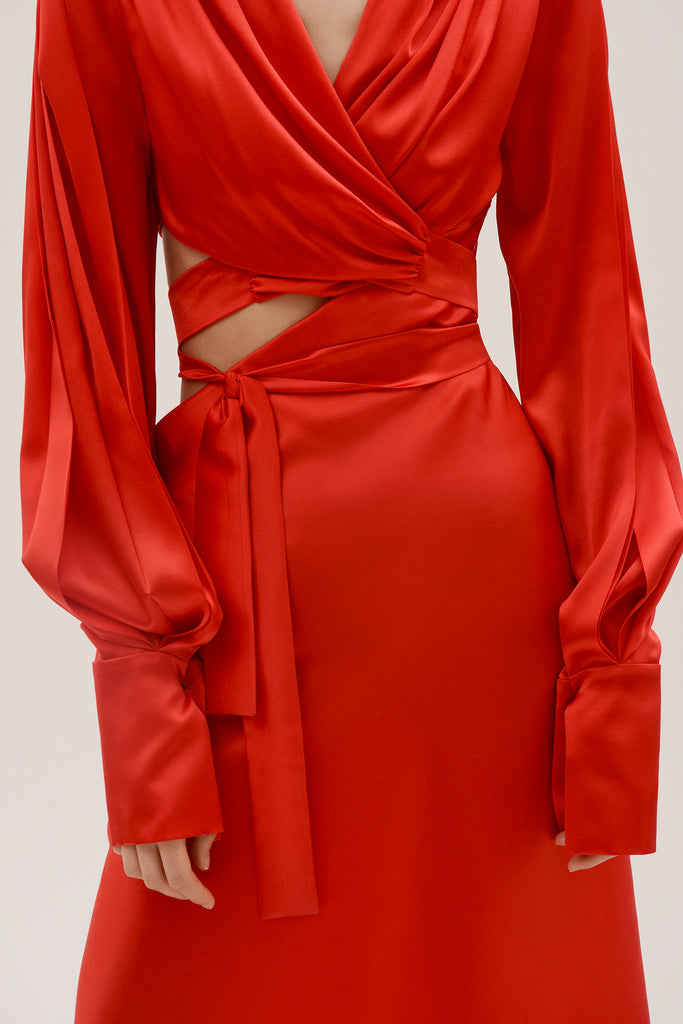 wrap around dress red