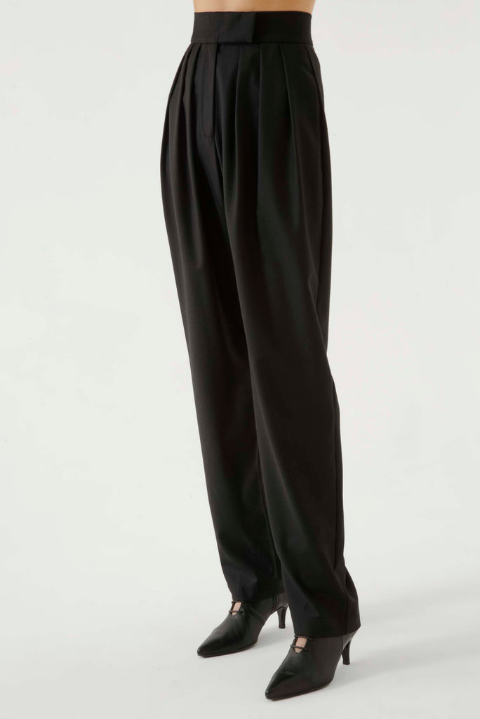 high waisted pleated trousers