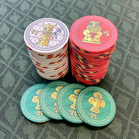Tiki cash game starting poker chip stack
