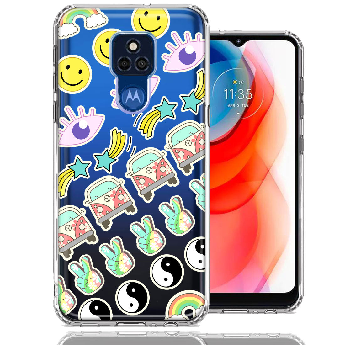 arm Elementair Verknald For Motorola Moto G Play 2021 70's Yin Yang Hippie Happy Peace Stars D –  CellCasesUSA