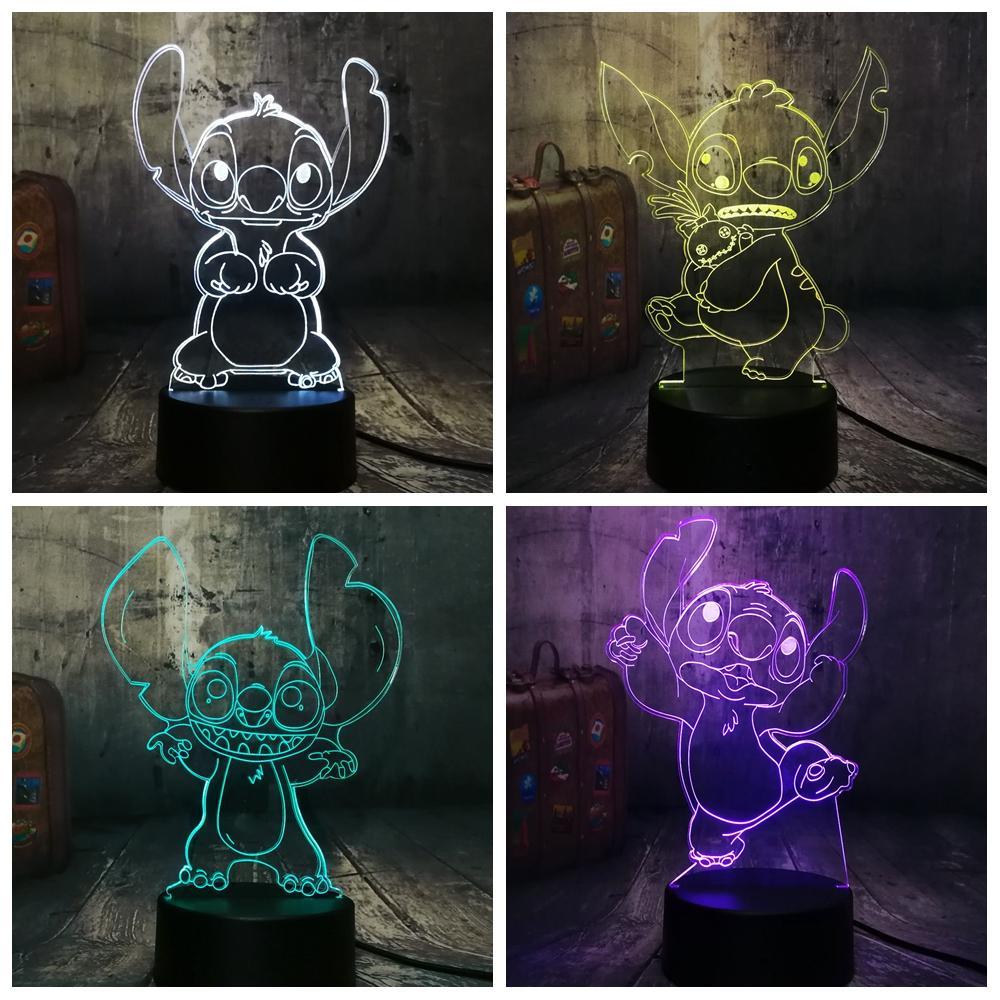 New 4 Design Cute Stitch Alien Dog Cartoon 3d Led Night Light 7