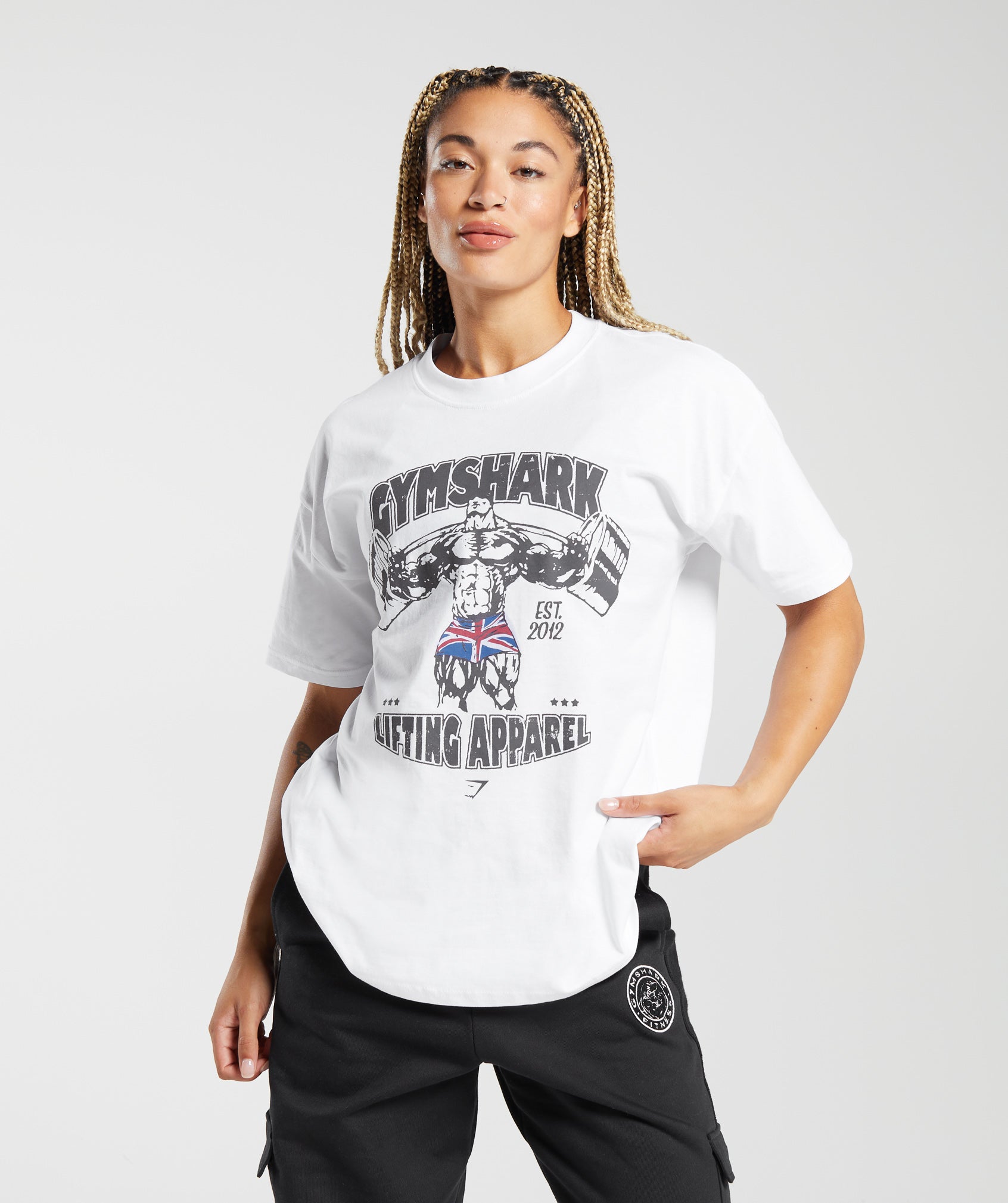 Gymshark Lifting Graphic Oversized T-Shirt - White