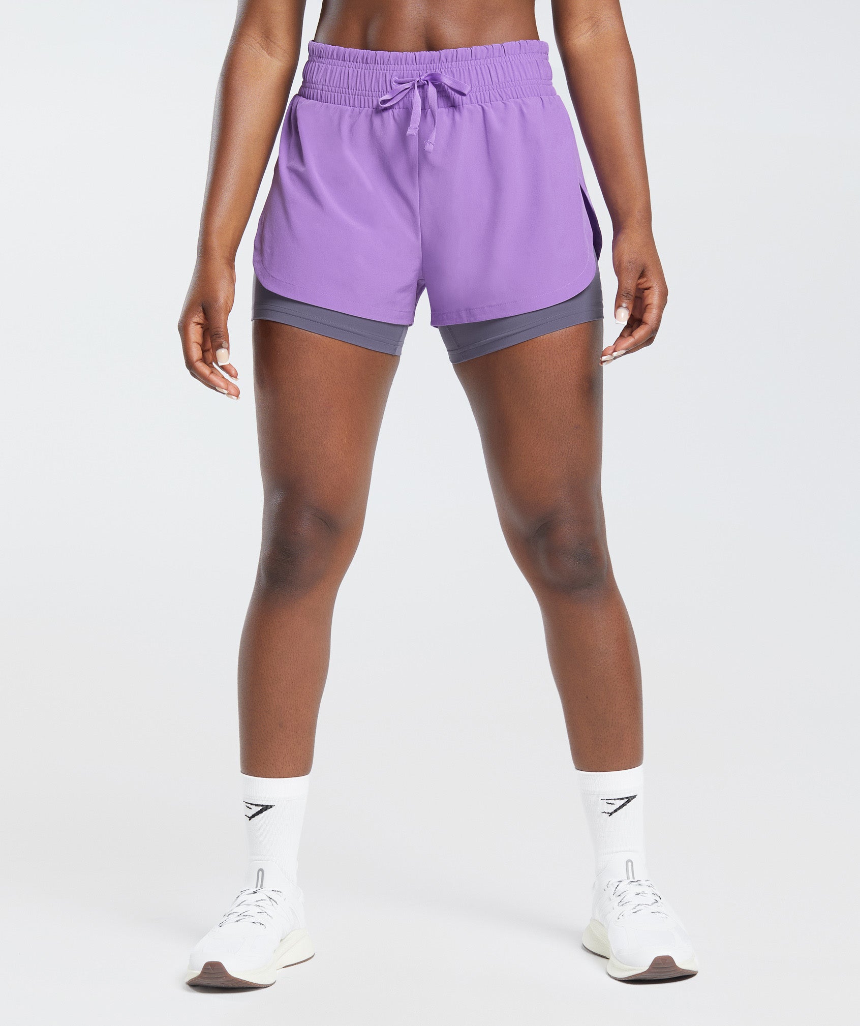 Gymshark Running 2 in 1 Shorts - Grape Purple/Dewberry Purple, Small