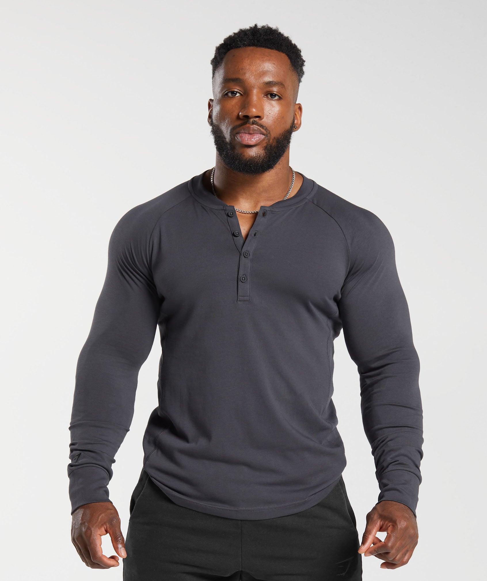 Gymshark Rest Day Essentials Henley - Onyx Grey