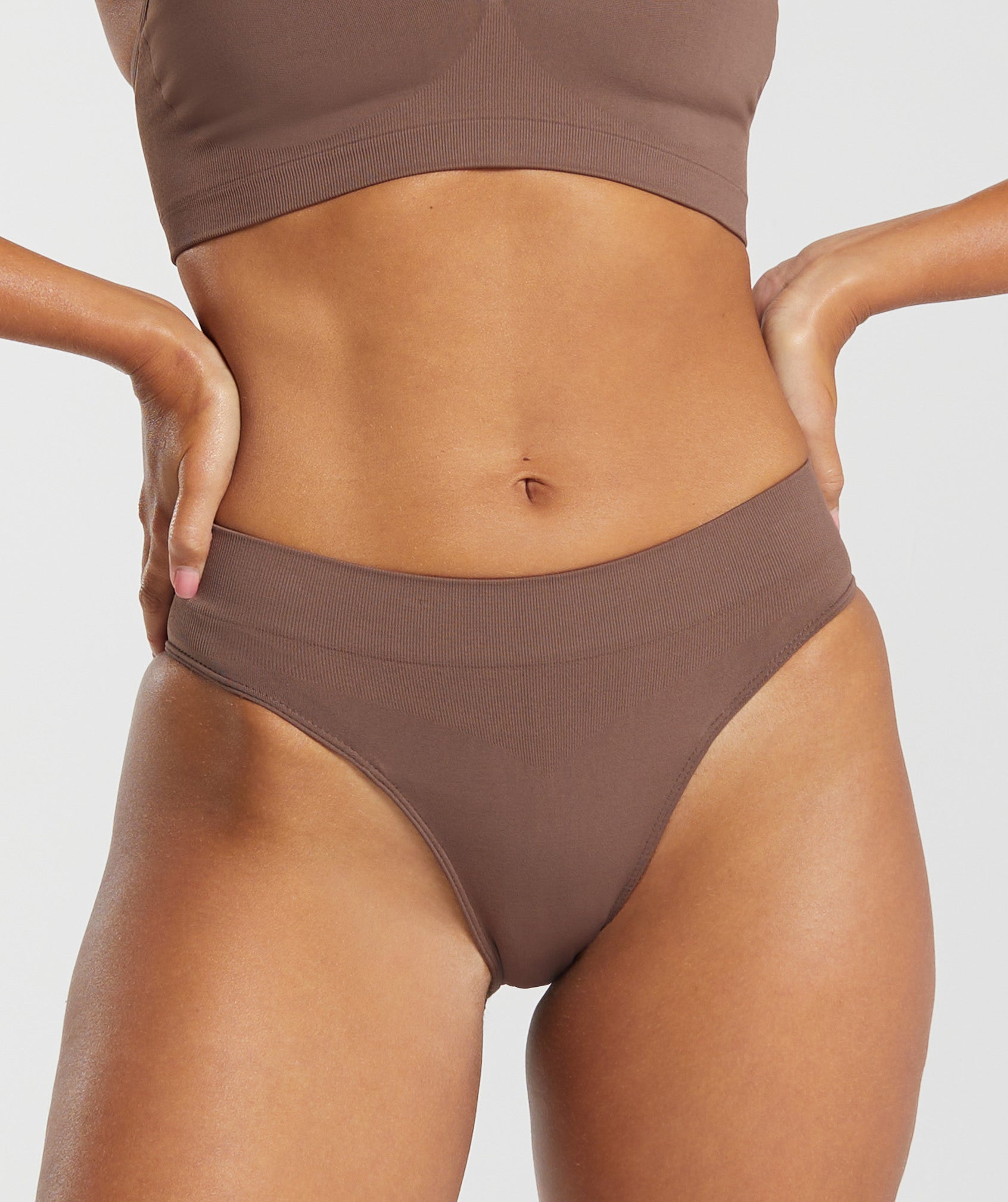 Gymshark Underwear UK Stockists - Womens No VPL Hipster Grey Brown