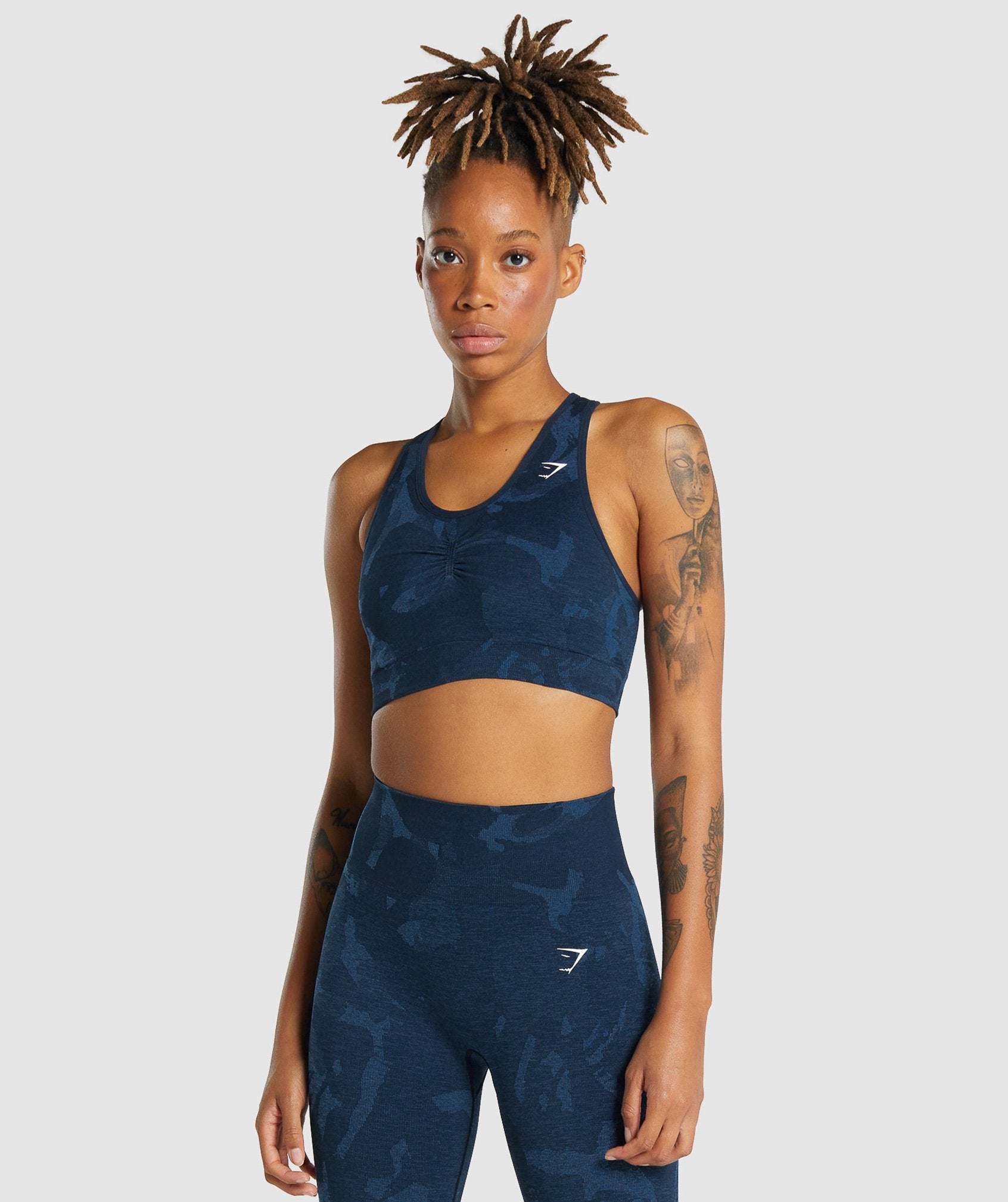 Gymshark Adapt Camo Seamless Racer Back Sports Bra - Savanna