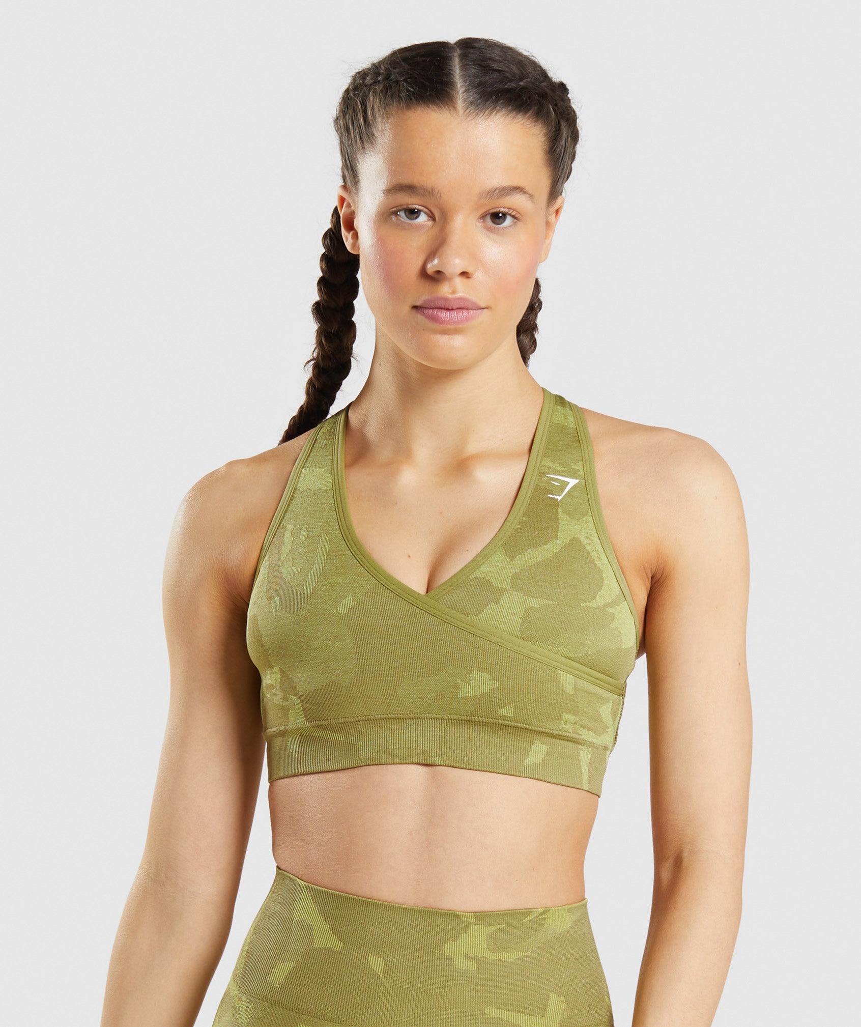 Gymshark Adapt Camo Seamless Sports Bra Womens Size XS Aqua Green