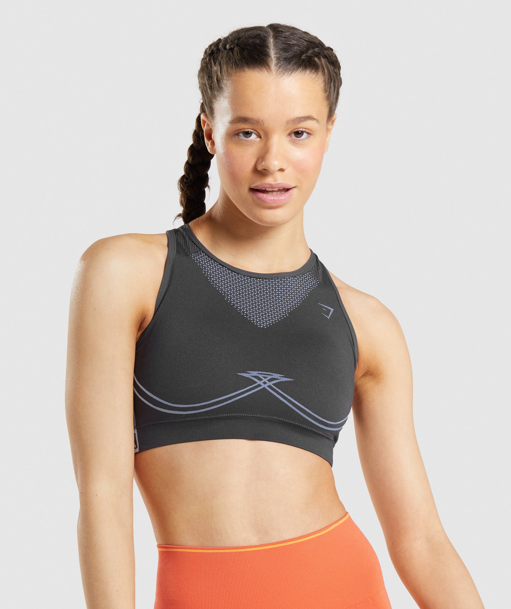 Yogalicious Longline Seamless Sports Bra with Strappy Back in Gray Size  Medium - $18 - From Terryl D