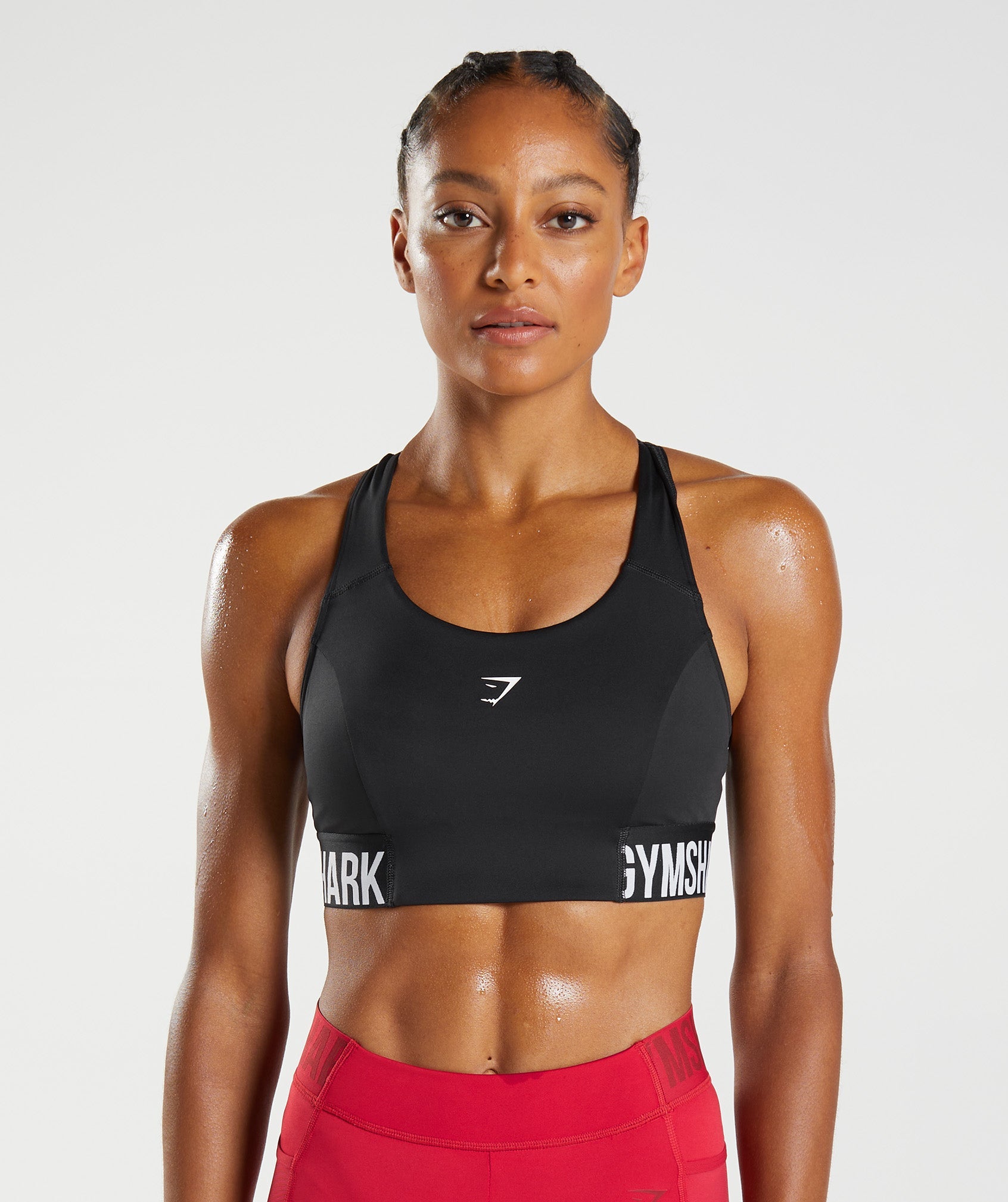 Buy Gymshark women sportswear fit brand logo training top black Online