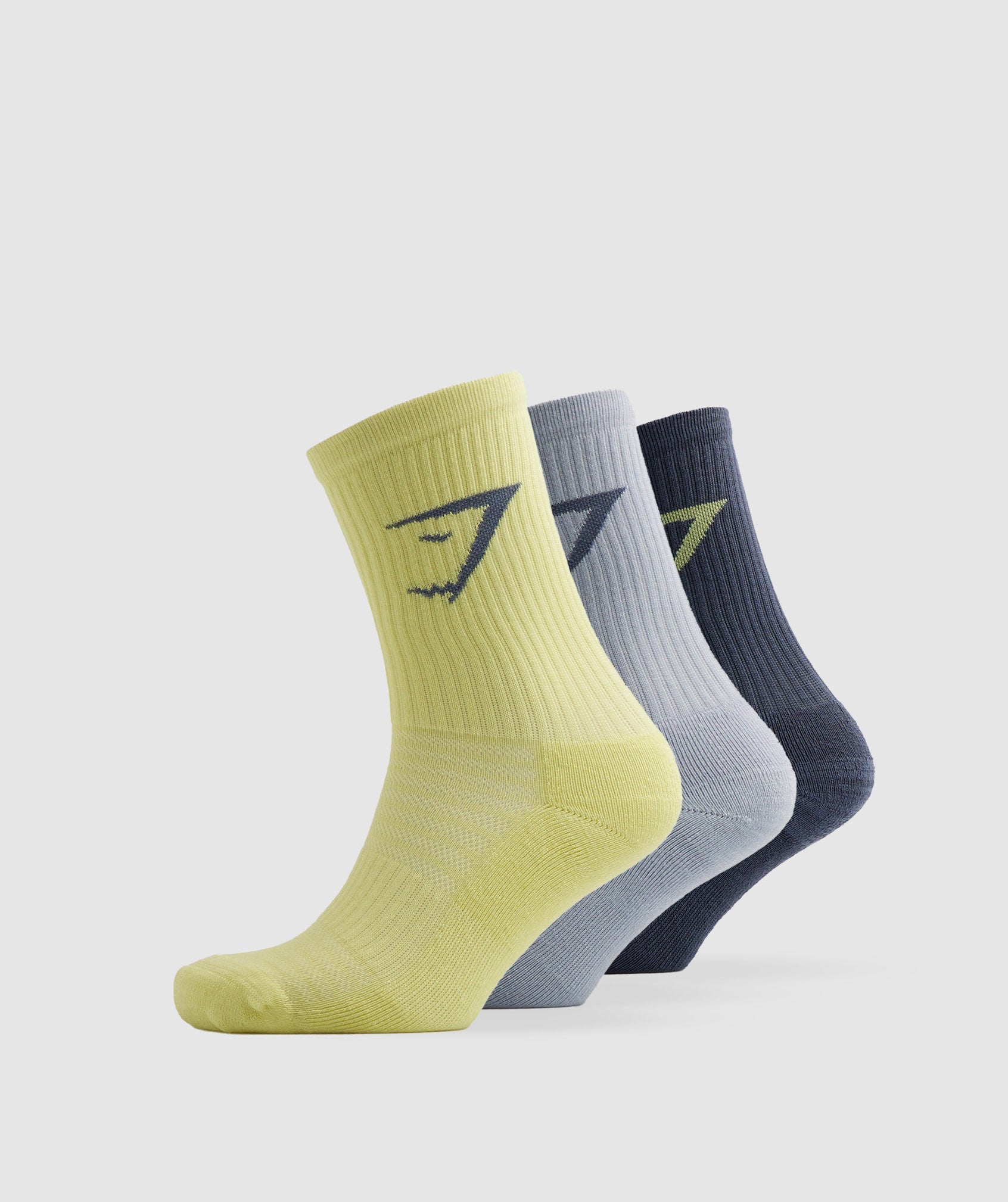 Gymshark Crew Socks 3pk - Pearl Blue/Dragon Pink/Moonstone Blue