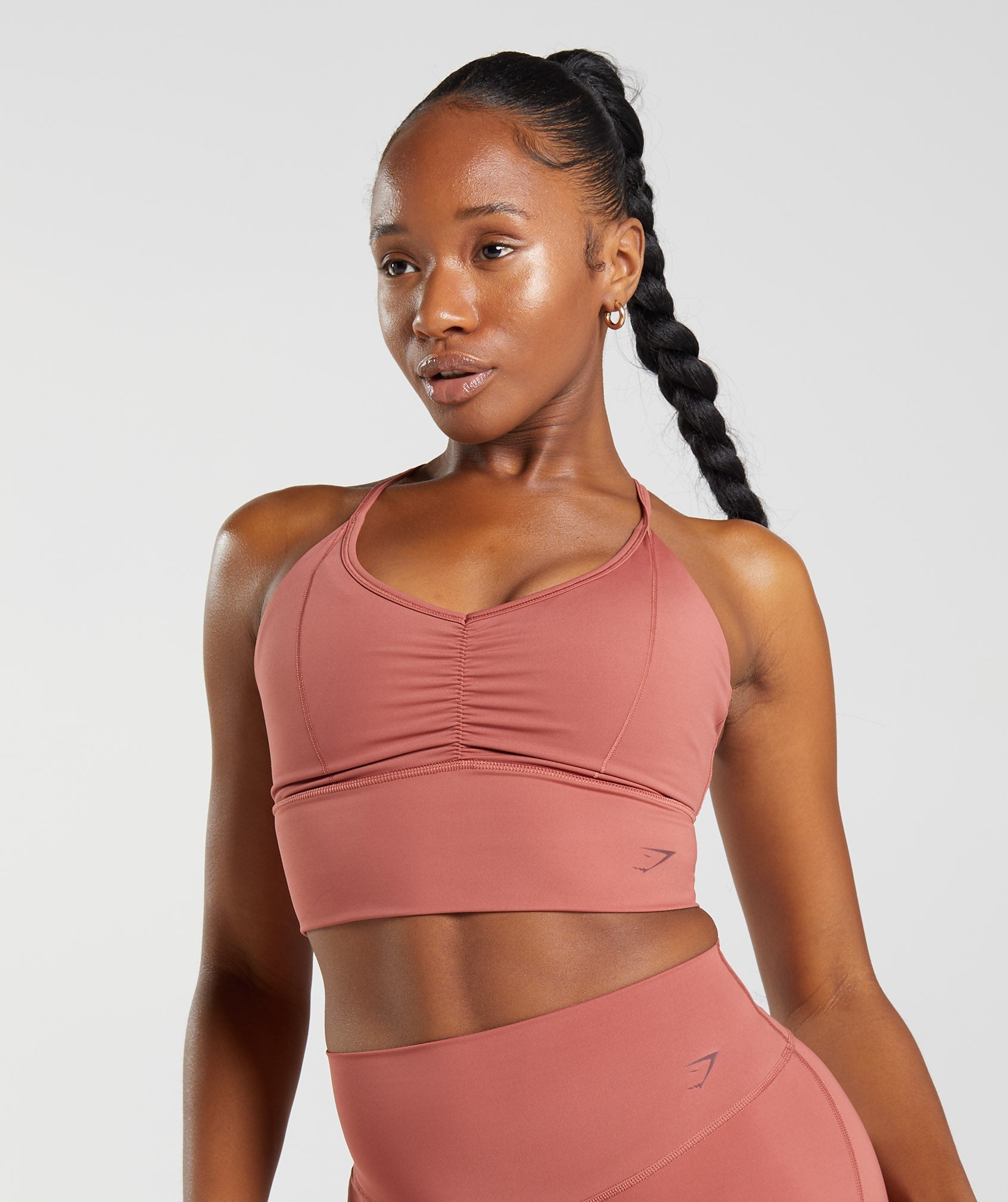 Alo Yoga Ribbed Knot Sports Bra Crop Top Rosewood Pink Mauve Small