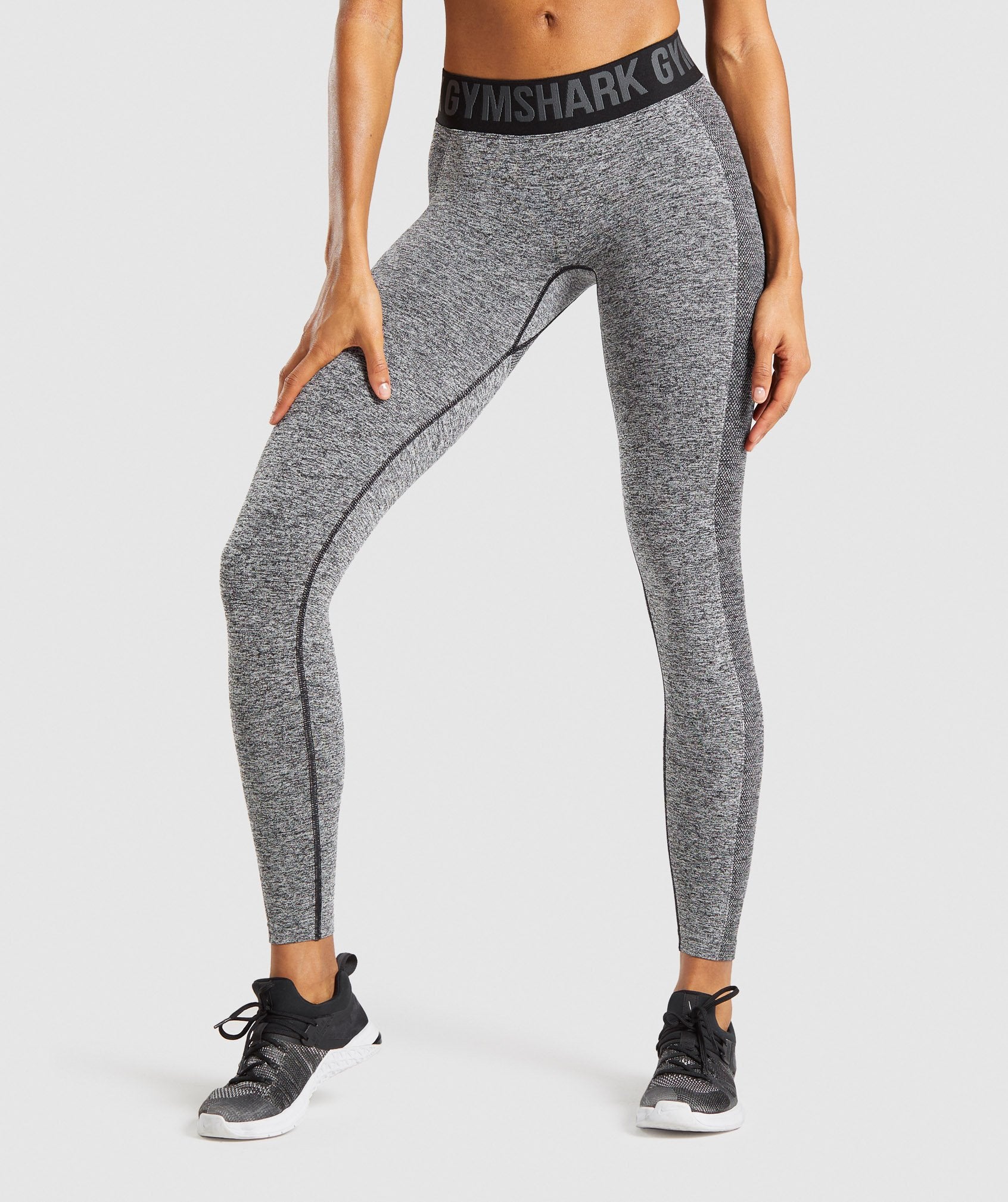 Gymshark Flex Low Rise Leggings - Black Marl/Charcoal