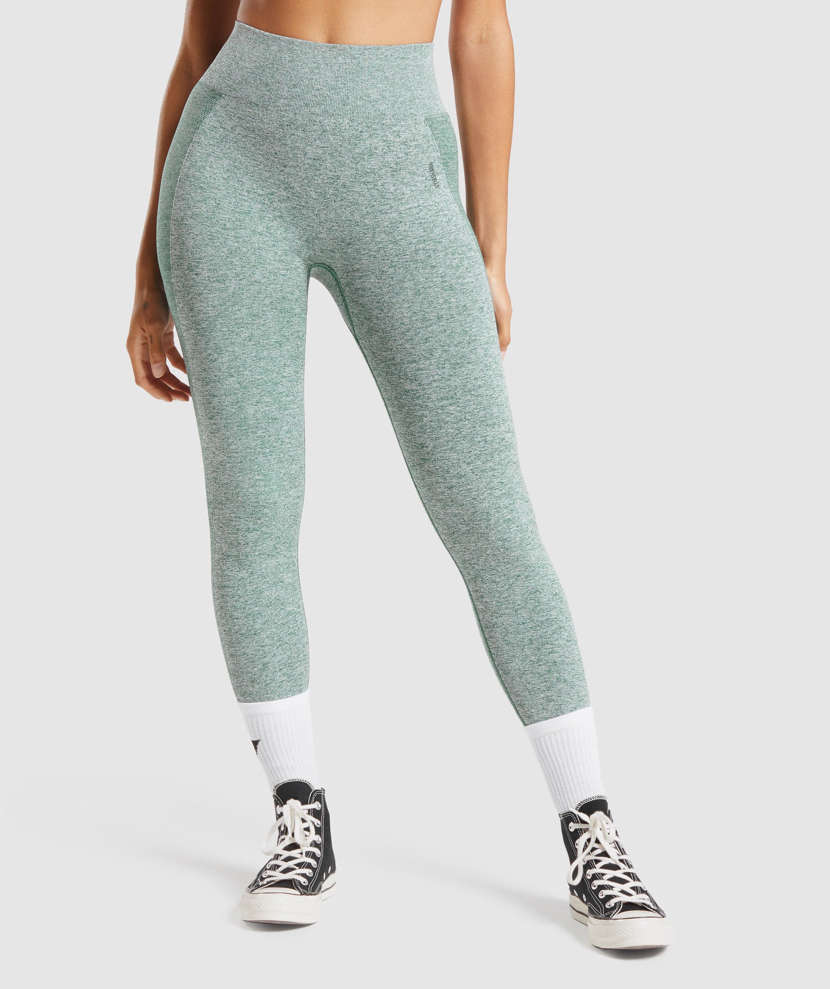 Gymshark Flex High Waisted Leggings Womens XS Green White Marl Seamless  Workout