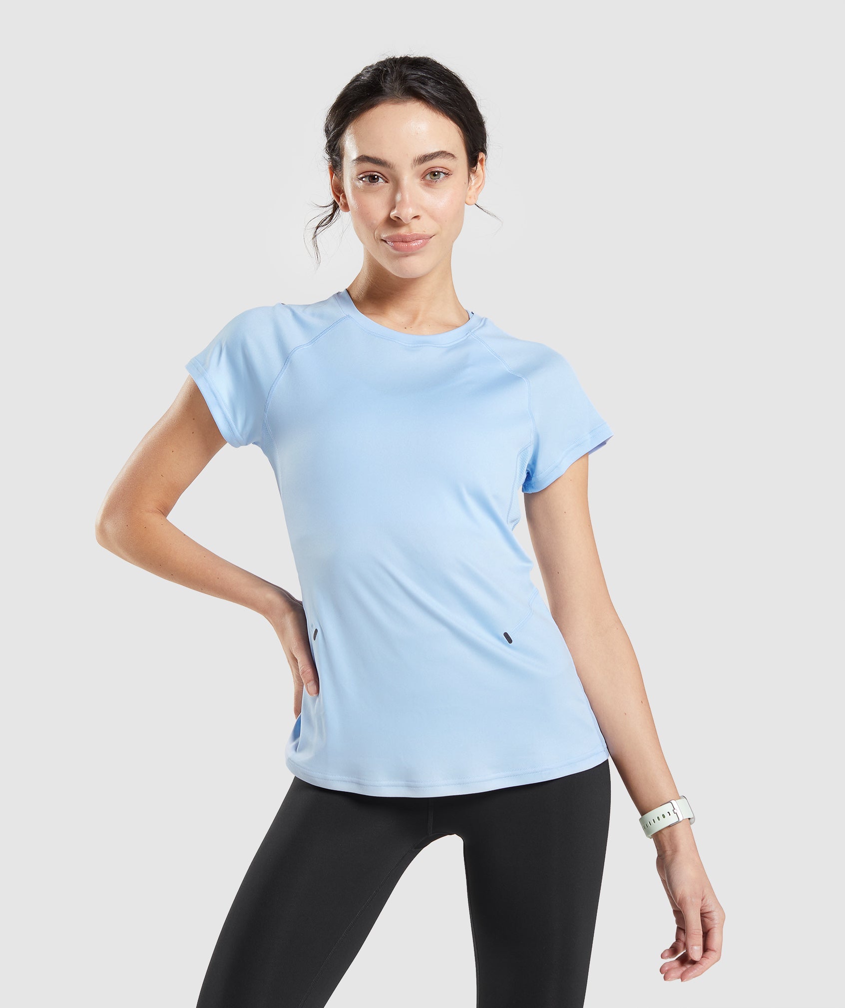 Gymshark Womens Activewear Shirt Small Blue Short Sleeve Lightweight