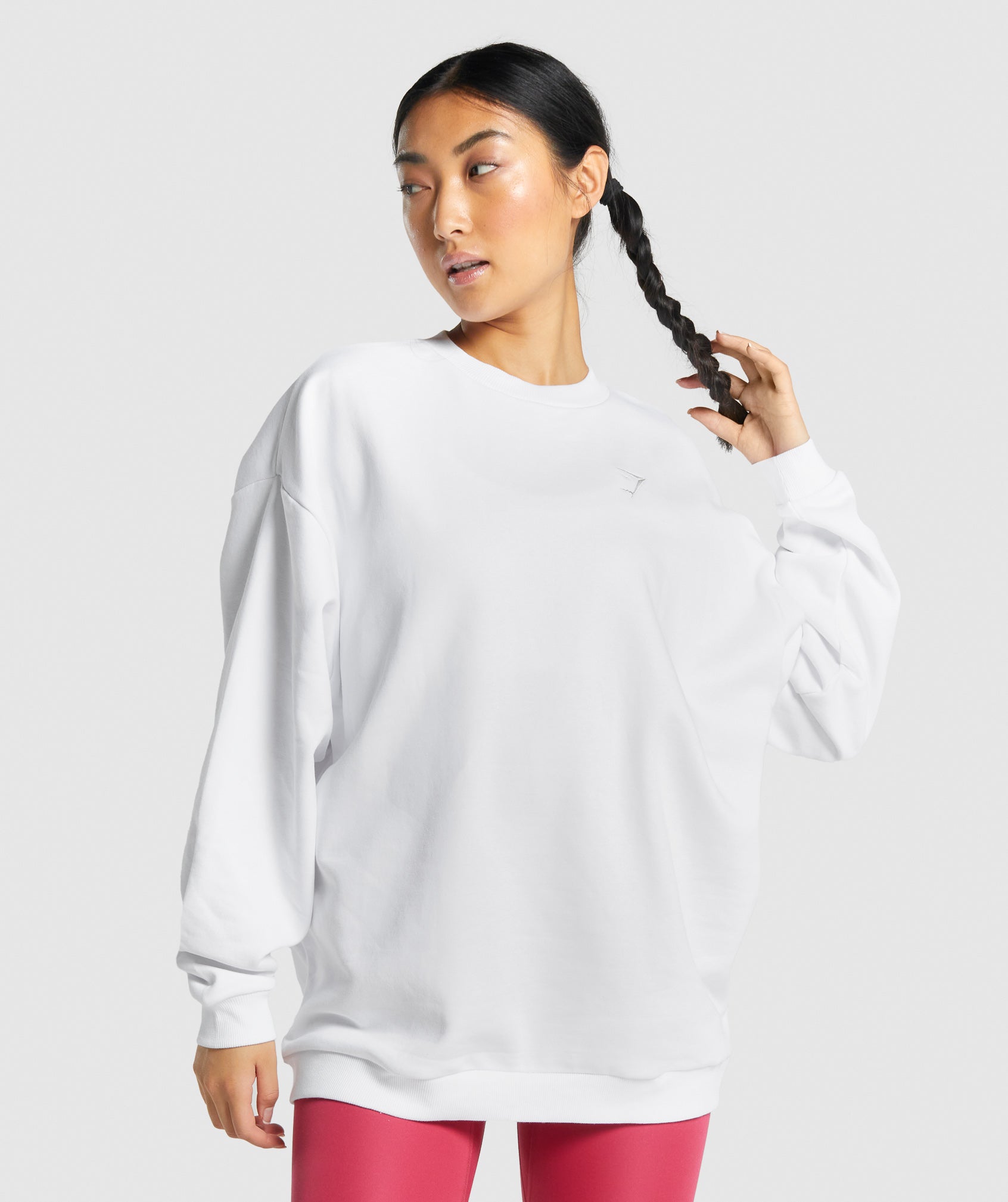 Gymshark Lifting Essentials Graphic Oversized Sweatshirt - White