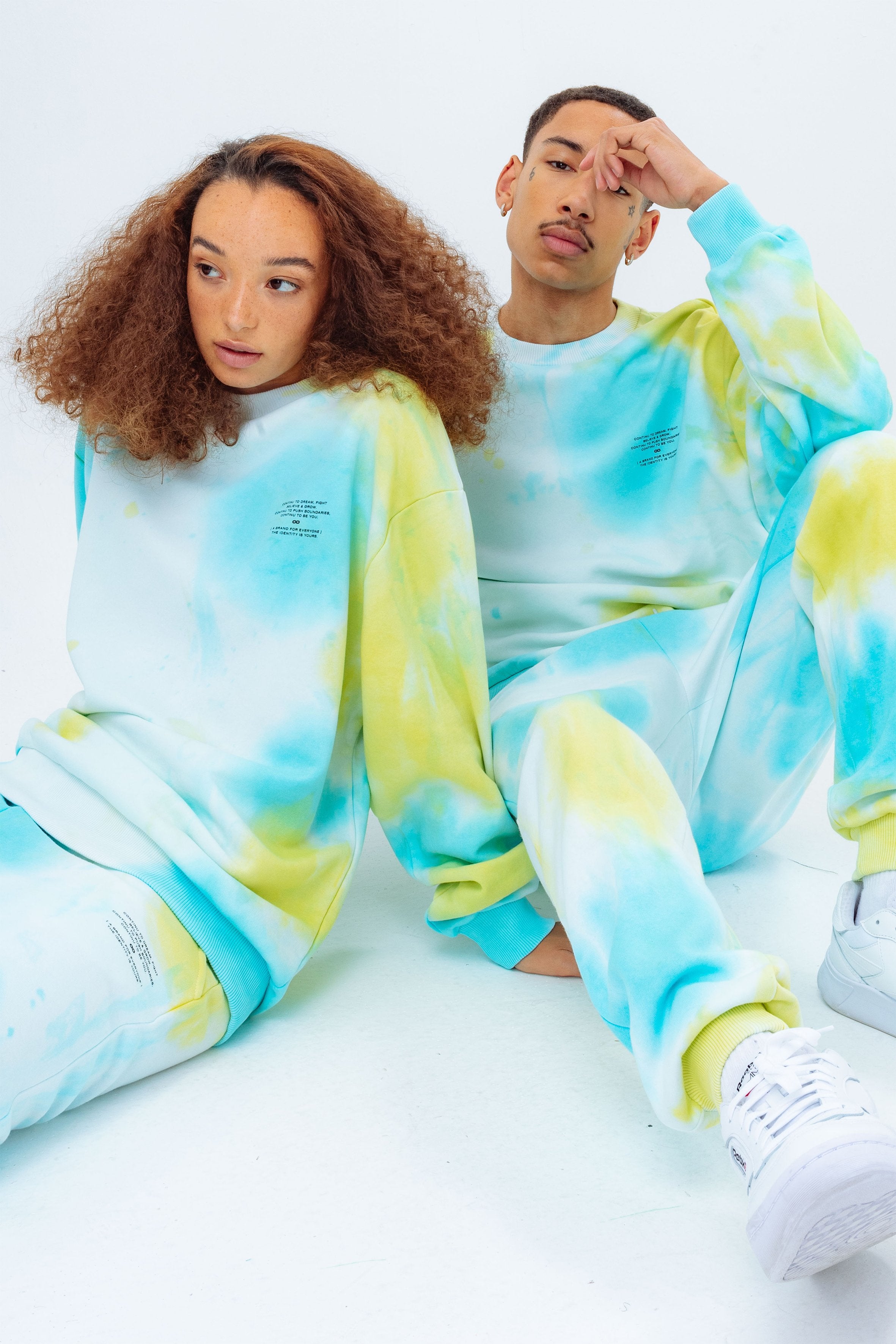 continu8 yellow tie dye sweat