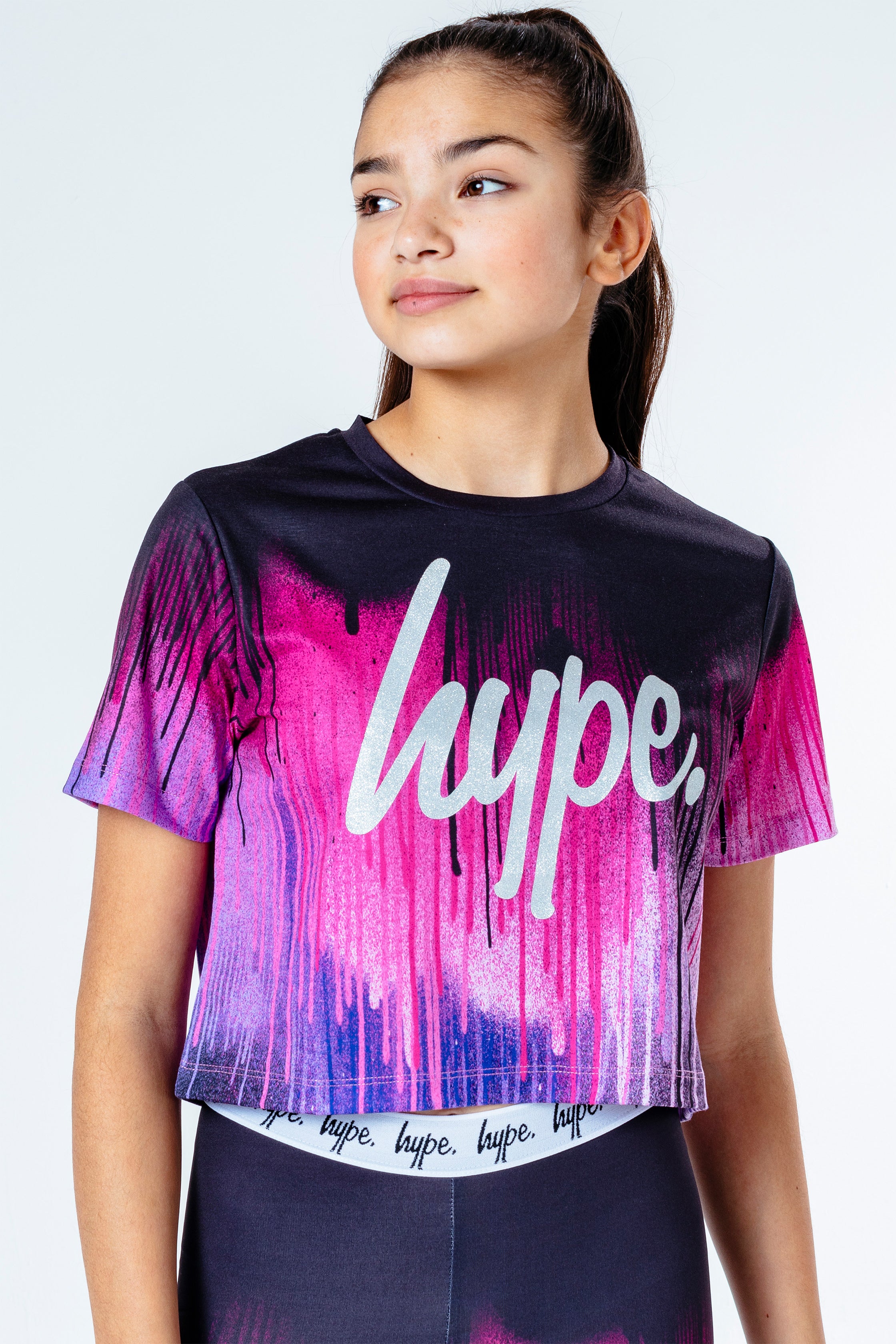 hype magenta drip girls crop t-shirt