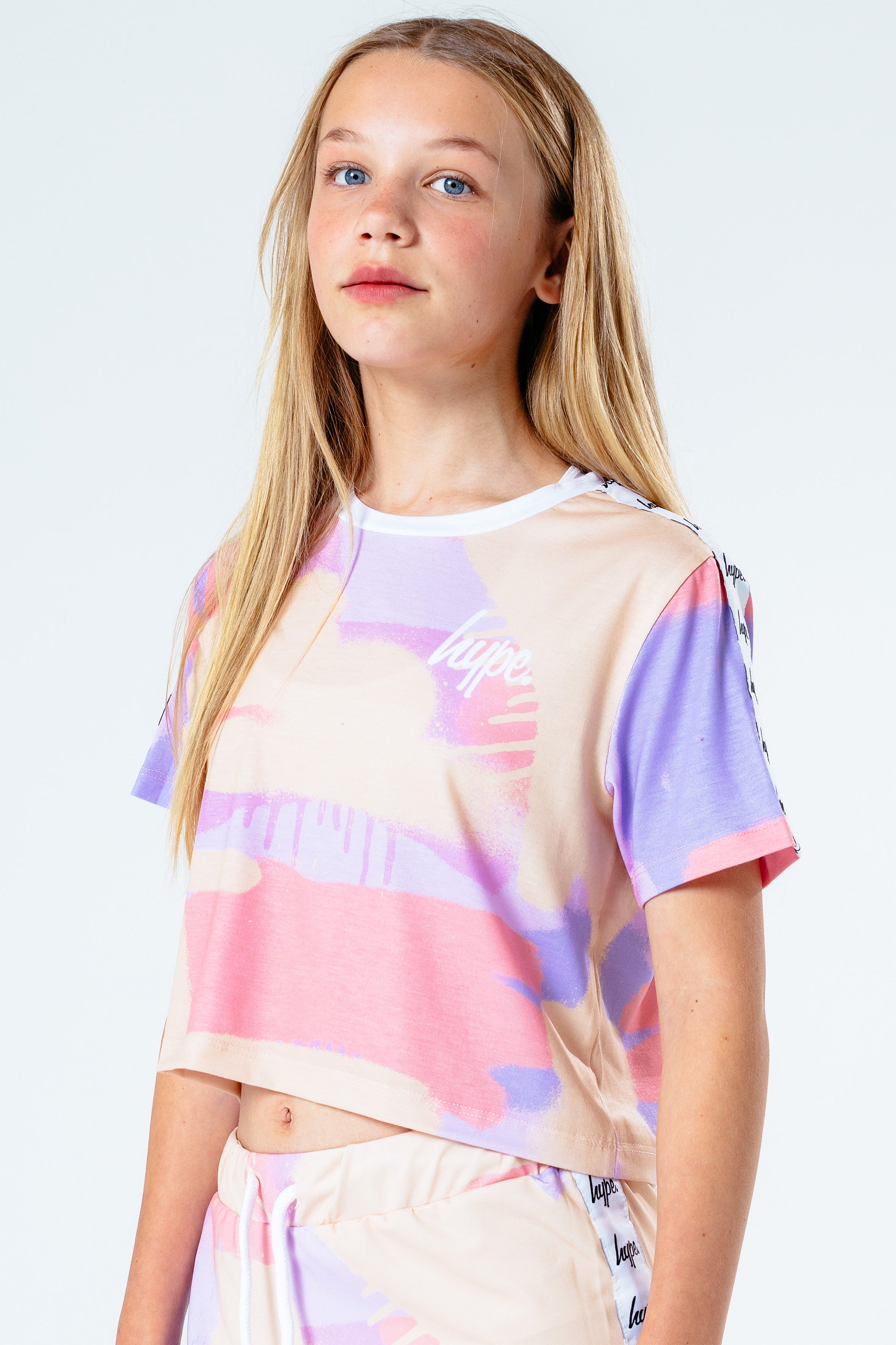 hype peach taped spray girls crop t-shirt