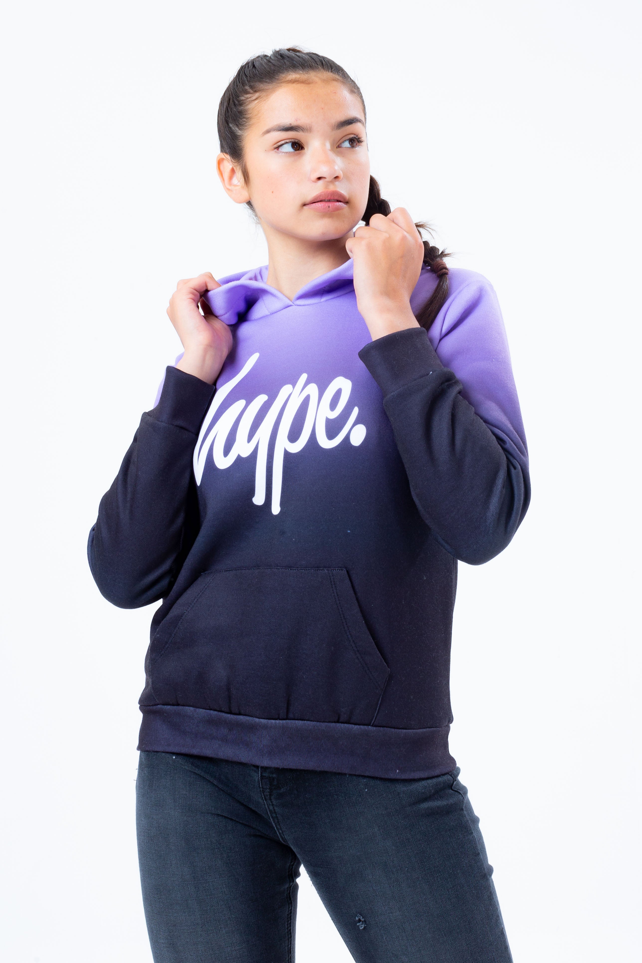 hype purple black fade girls pullover hoodie