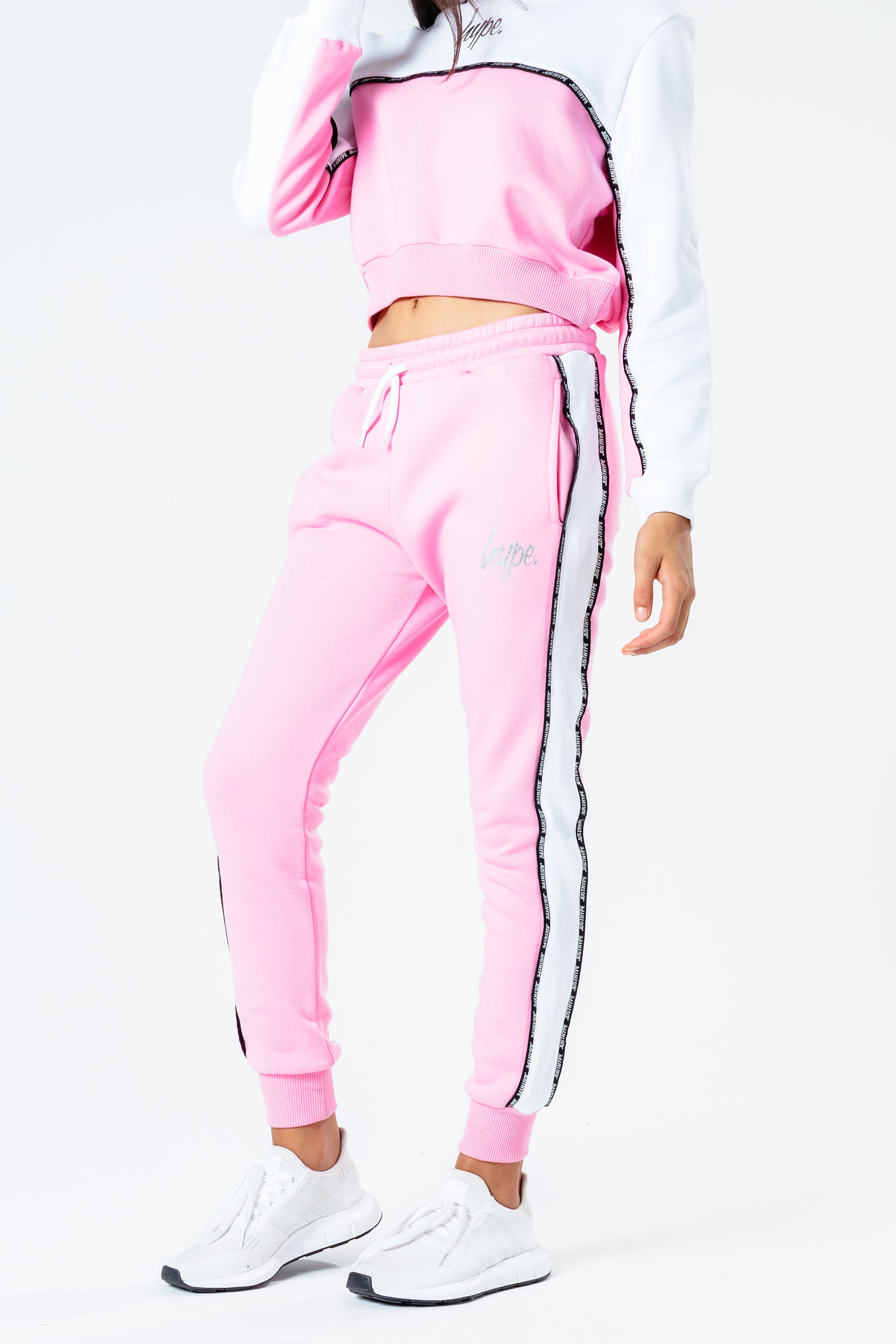 hype pink taped panel girls joggers