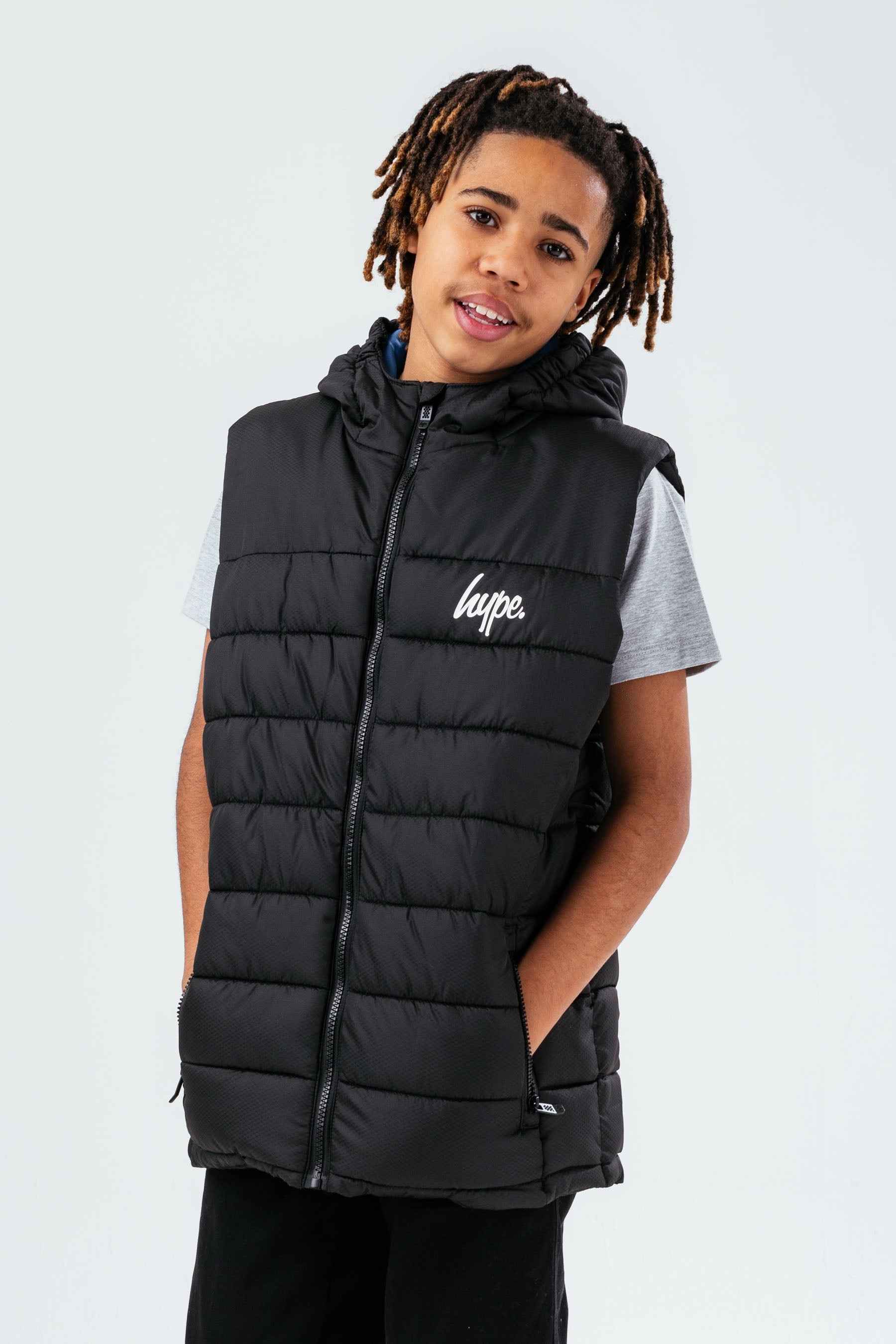 hype black blue boys gilet