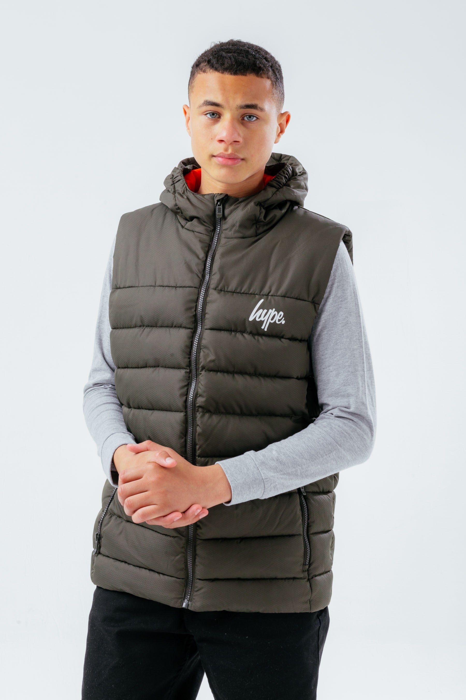 hype khaki orange boys gilet