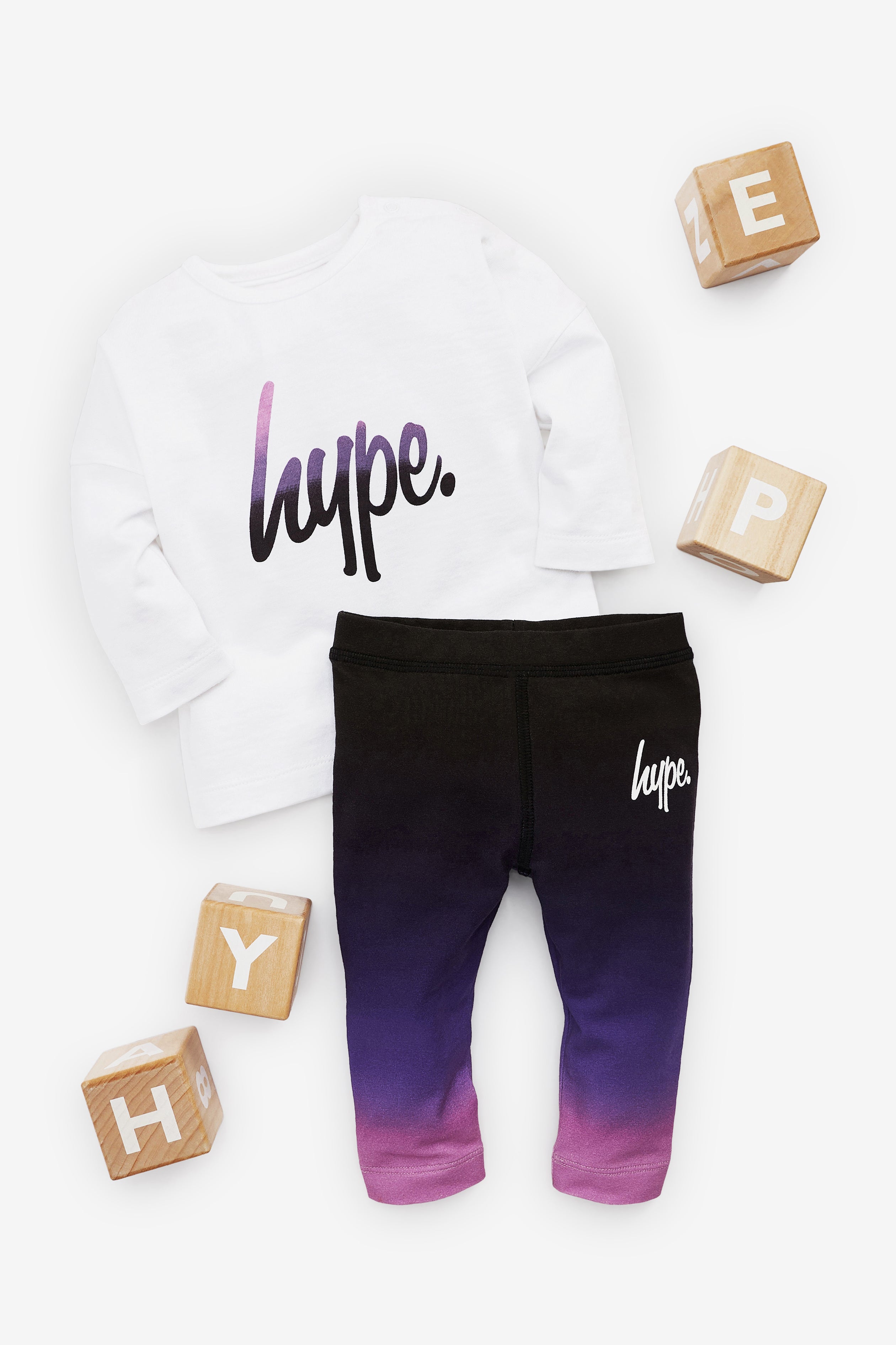 hype pink purple ombre tee & legging set