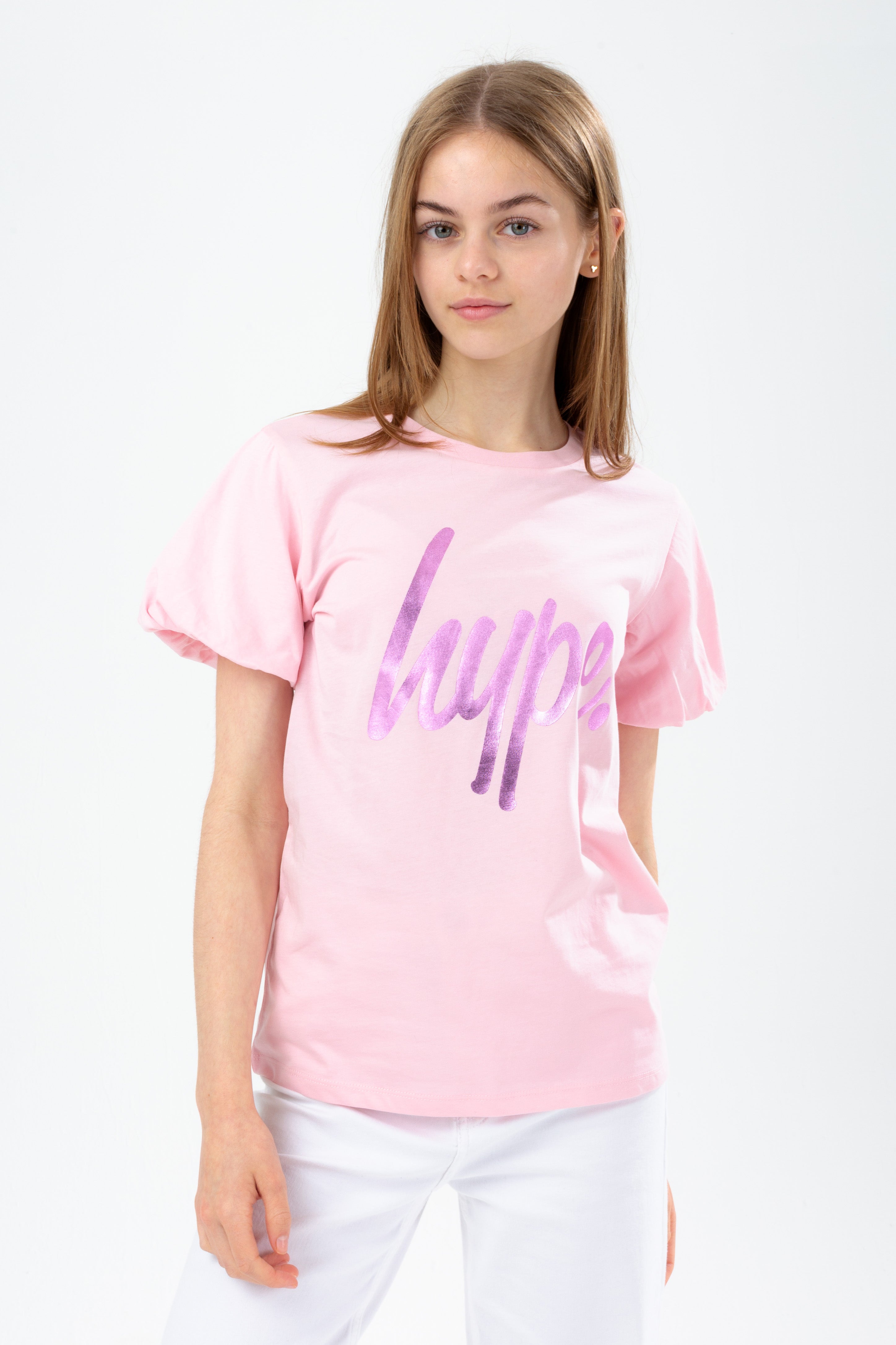 hype girls pink foil balloon t-shirt