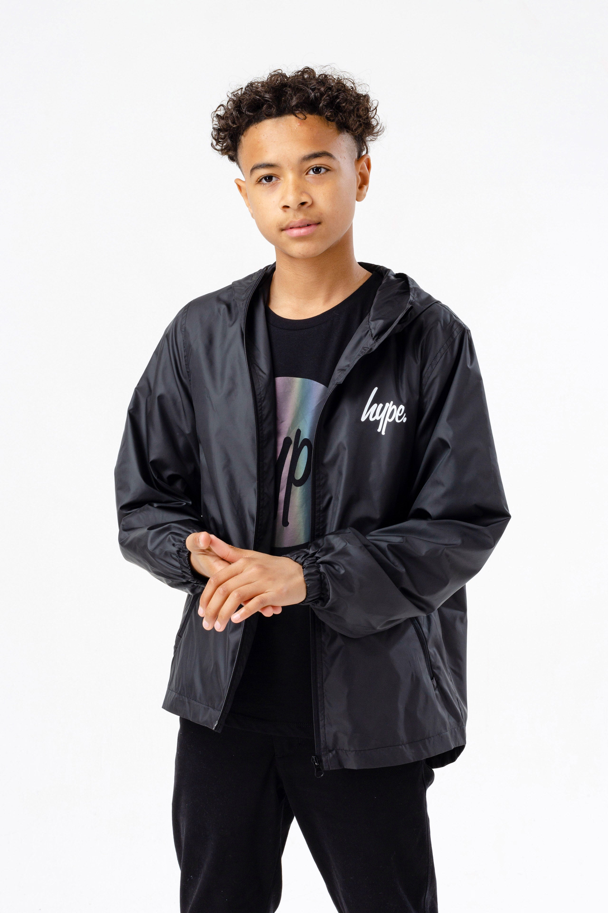 hype kids black runner jacket