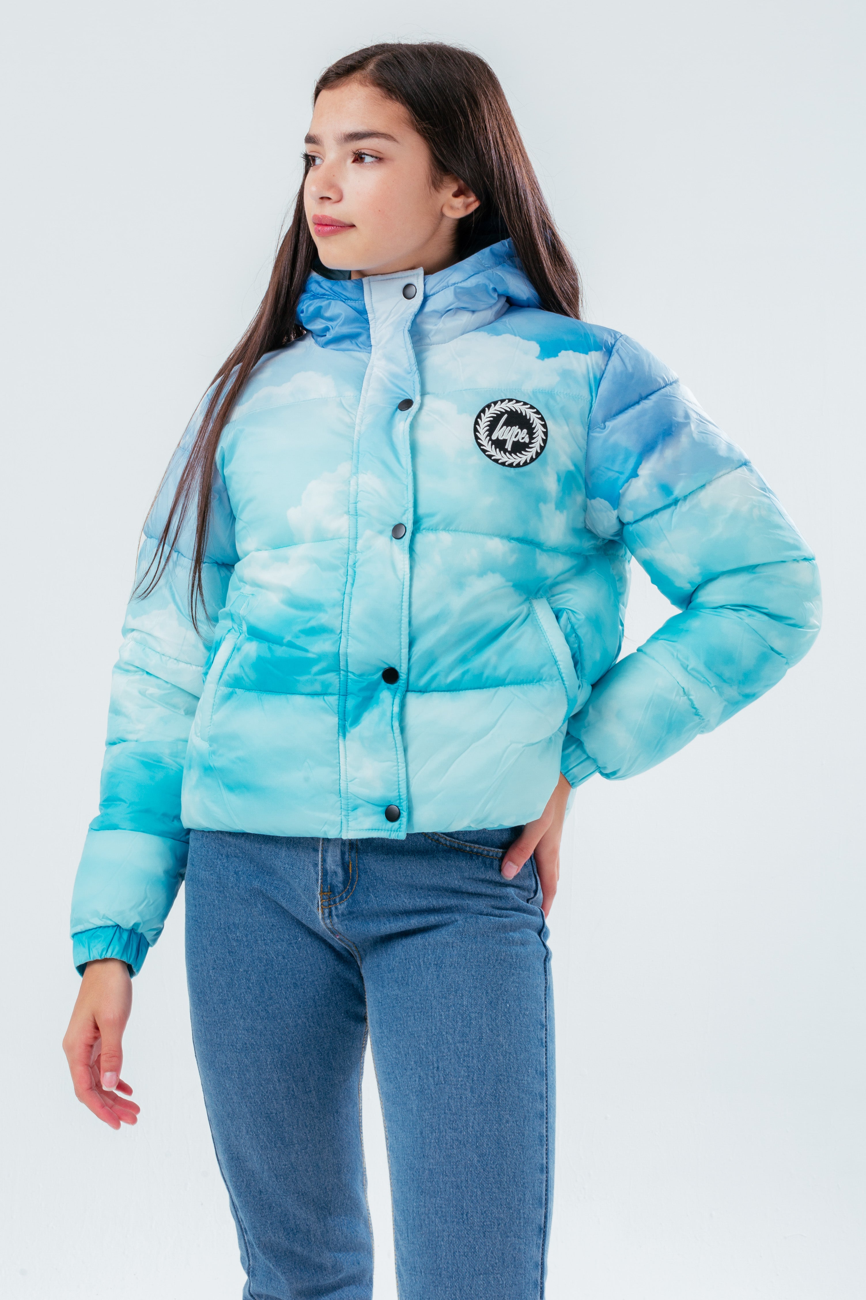 hype blue sky girls cropped puffer jacket