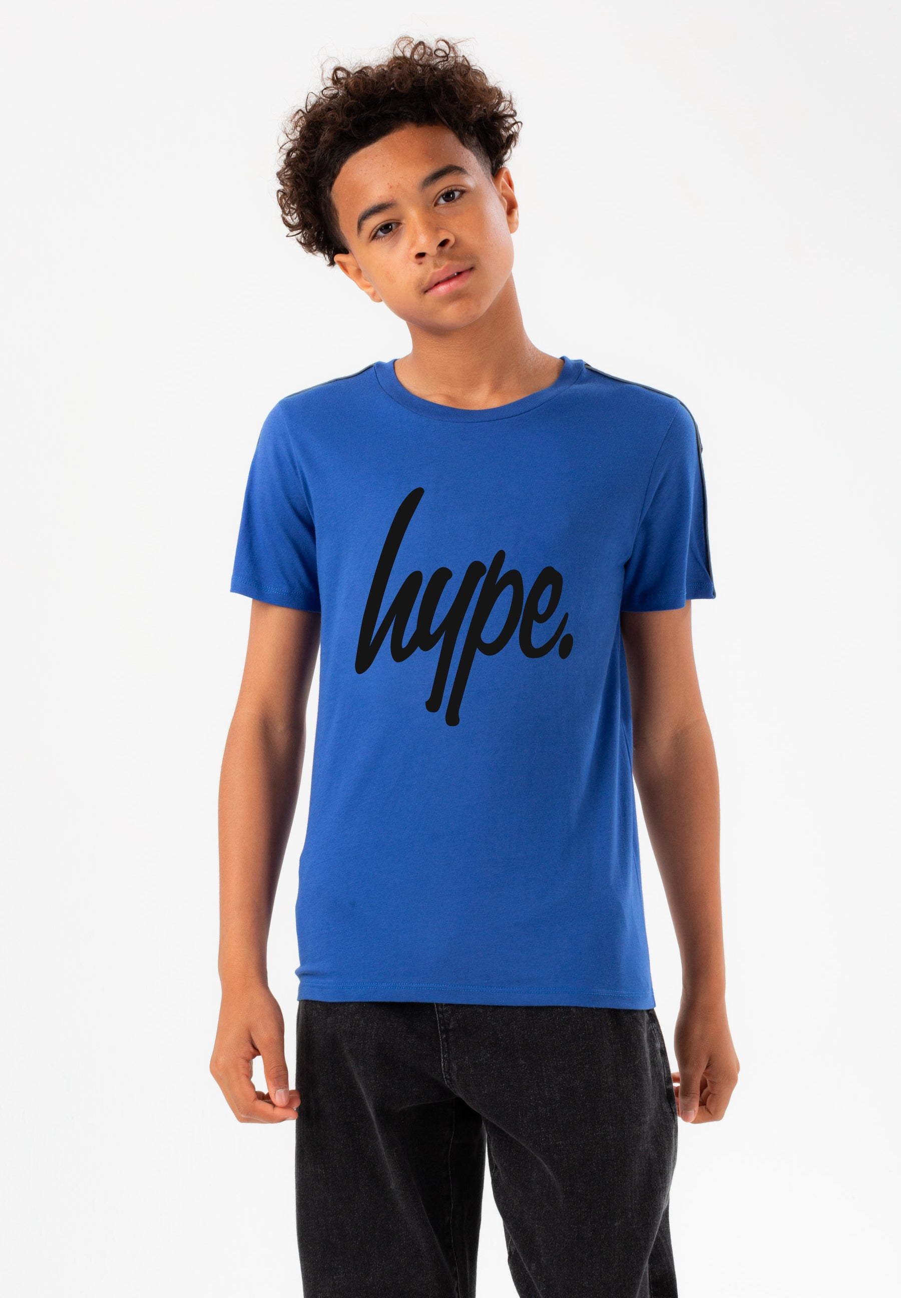 hype boys cobalt tape script t-shirt