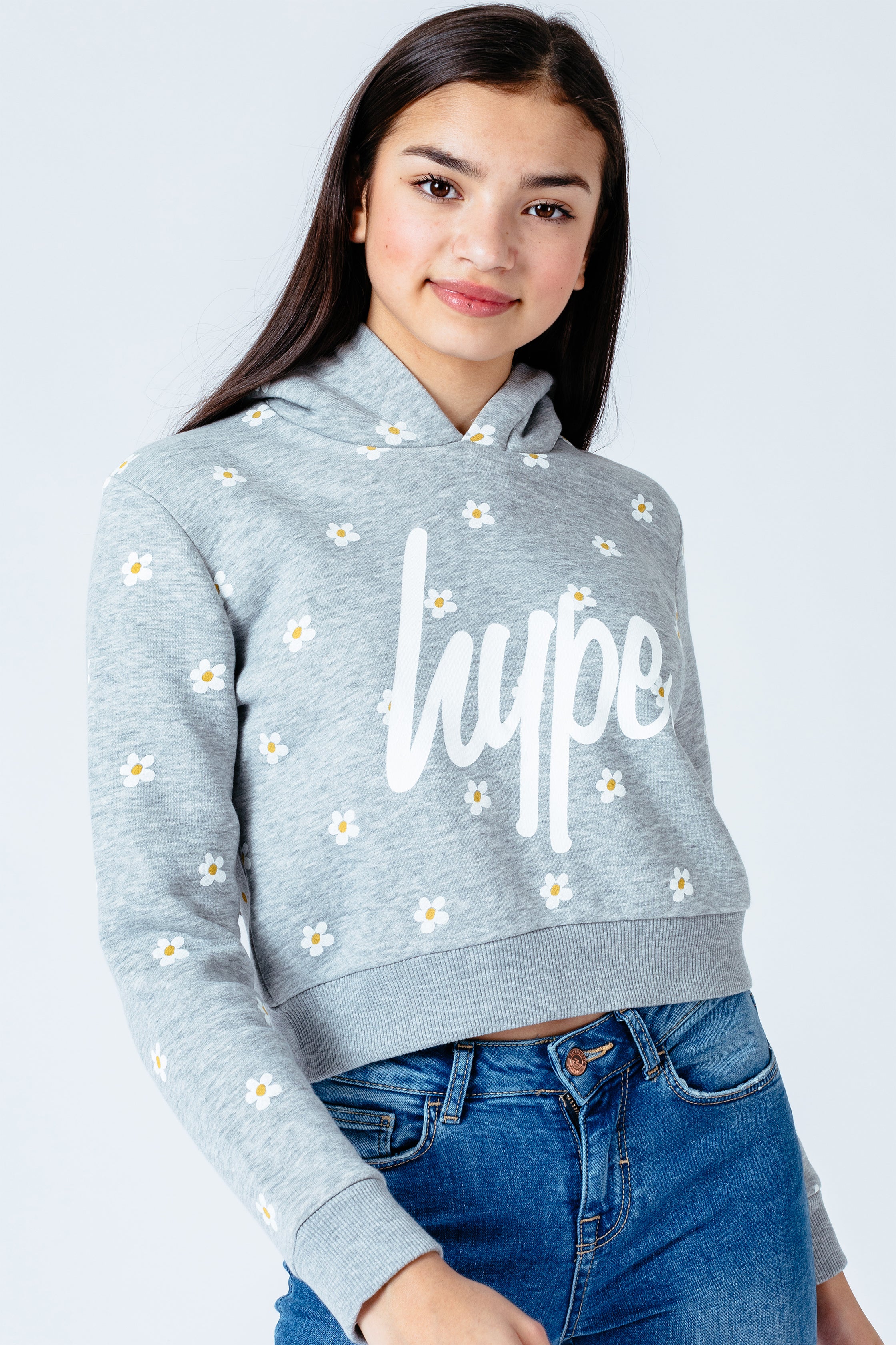 hype daisy repeat girls crop pullover hoodie