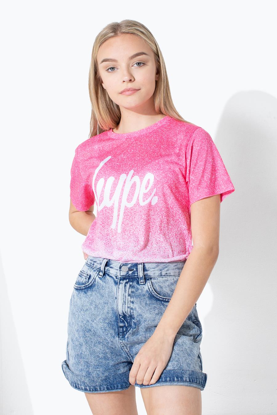hype pink white speckle fade girls t-shirt