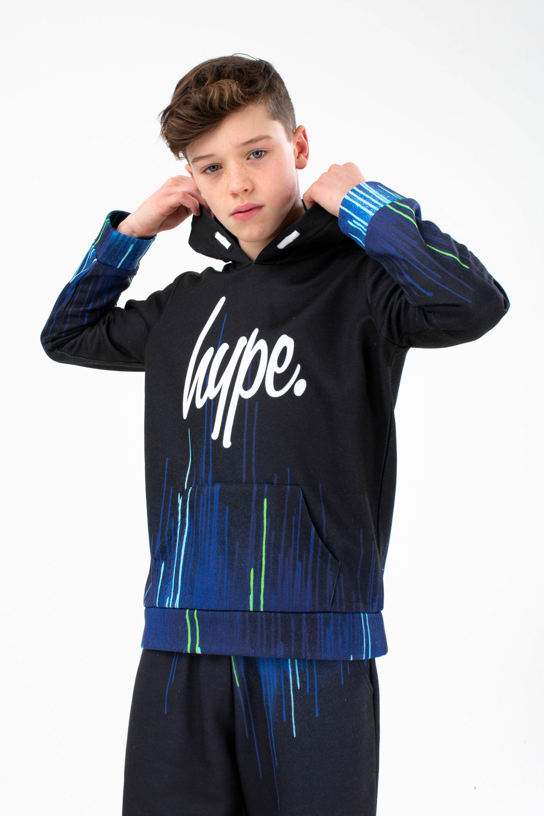 hype boys black pacific drips script hoodie